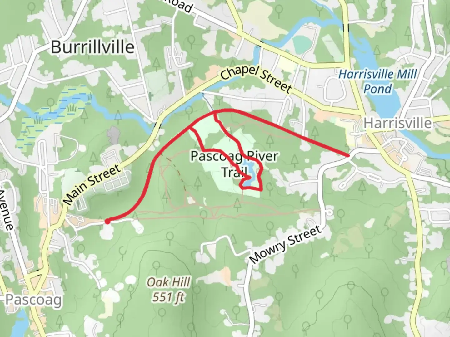 An image depicting the trail Pascoag River Trail and its surrounding area.