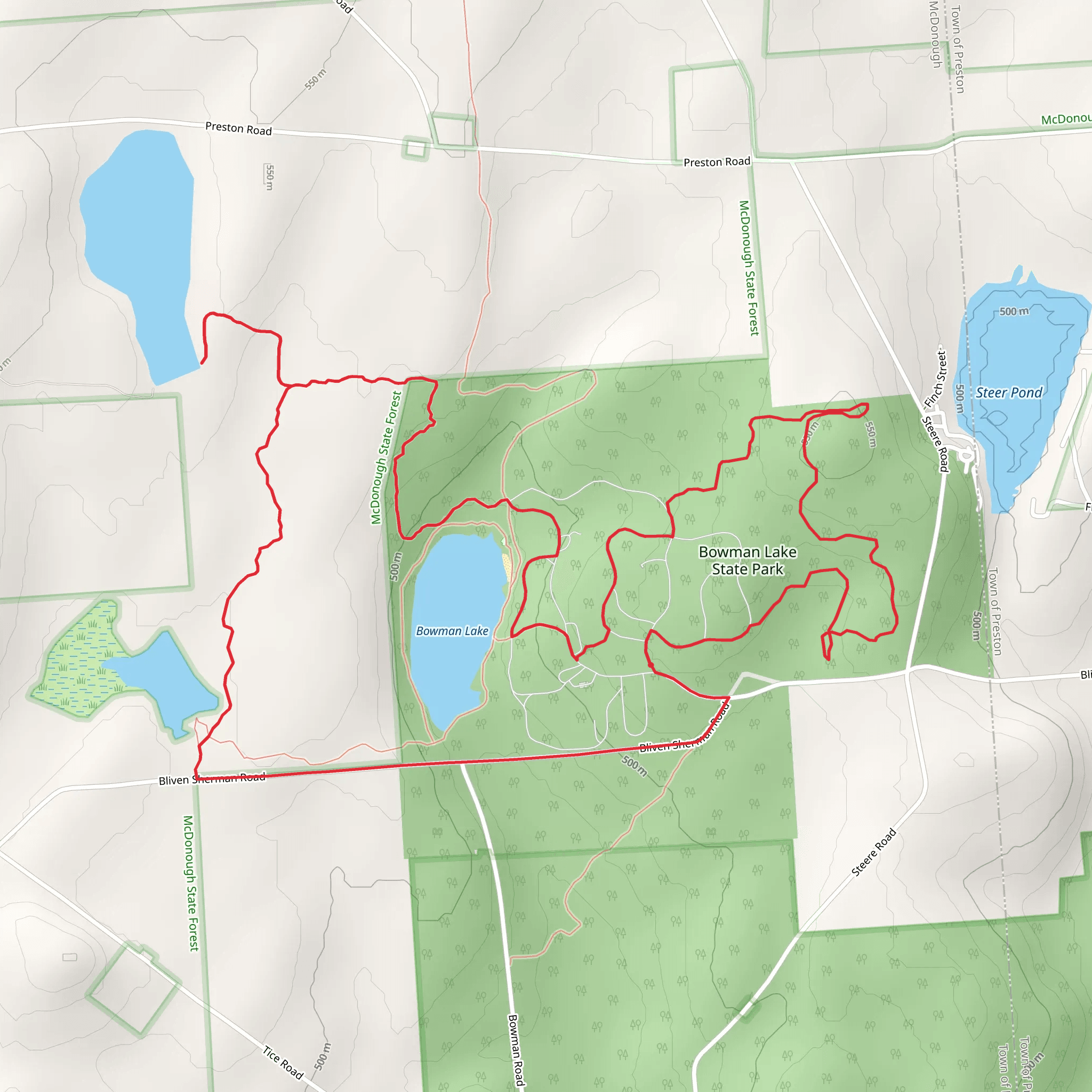 Bowman Lake State Park Loop Trail mobile static map