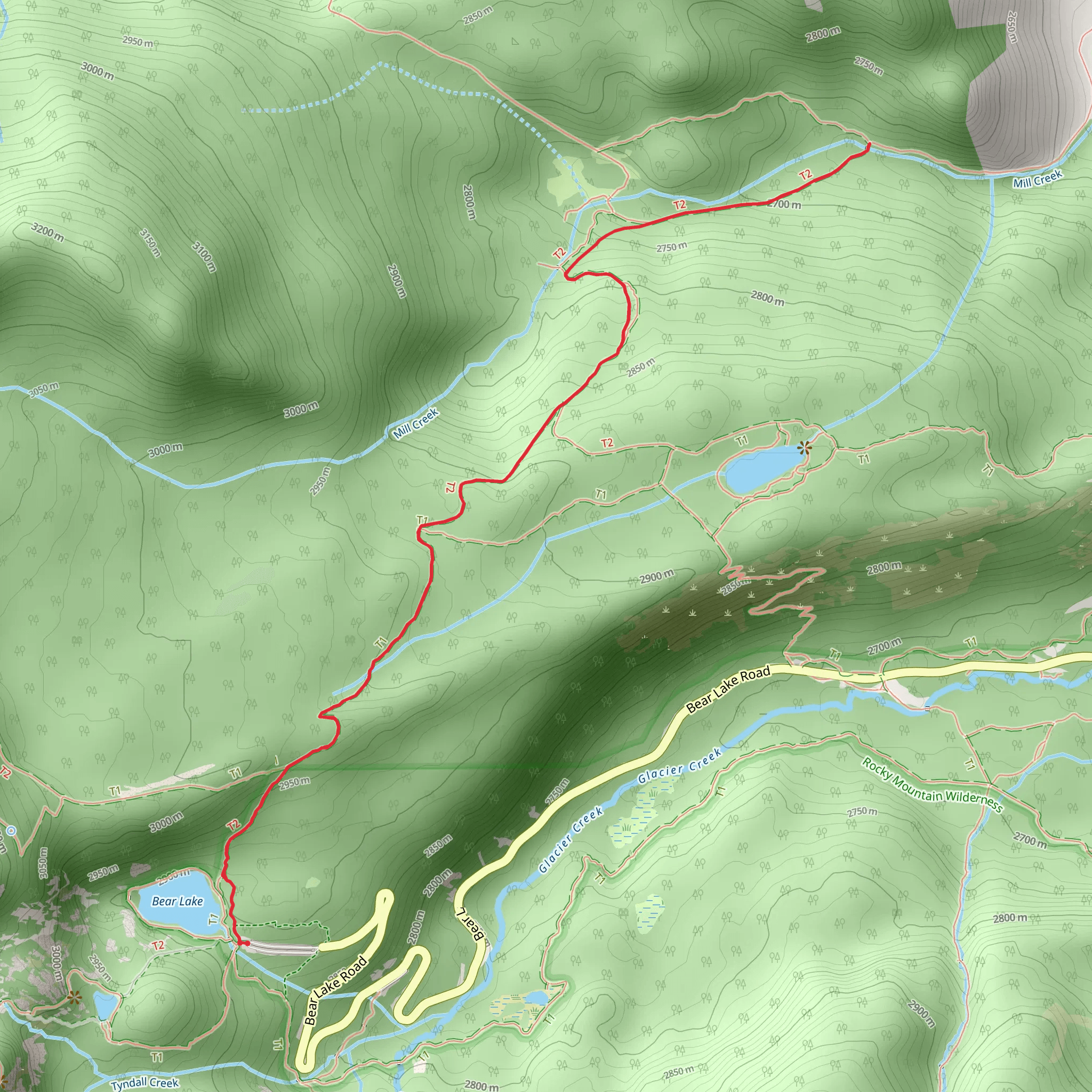 Bear Lake - Mill Creek Trail mobile static map