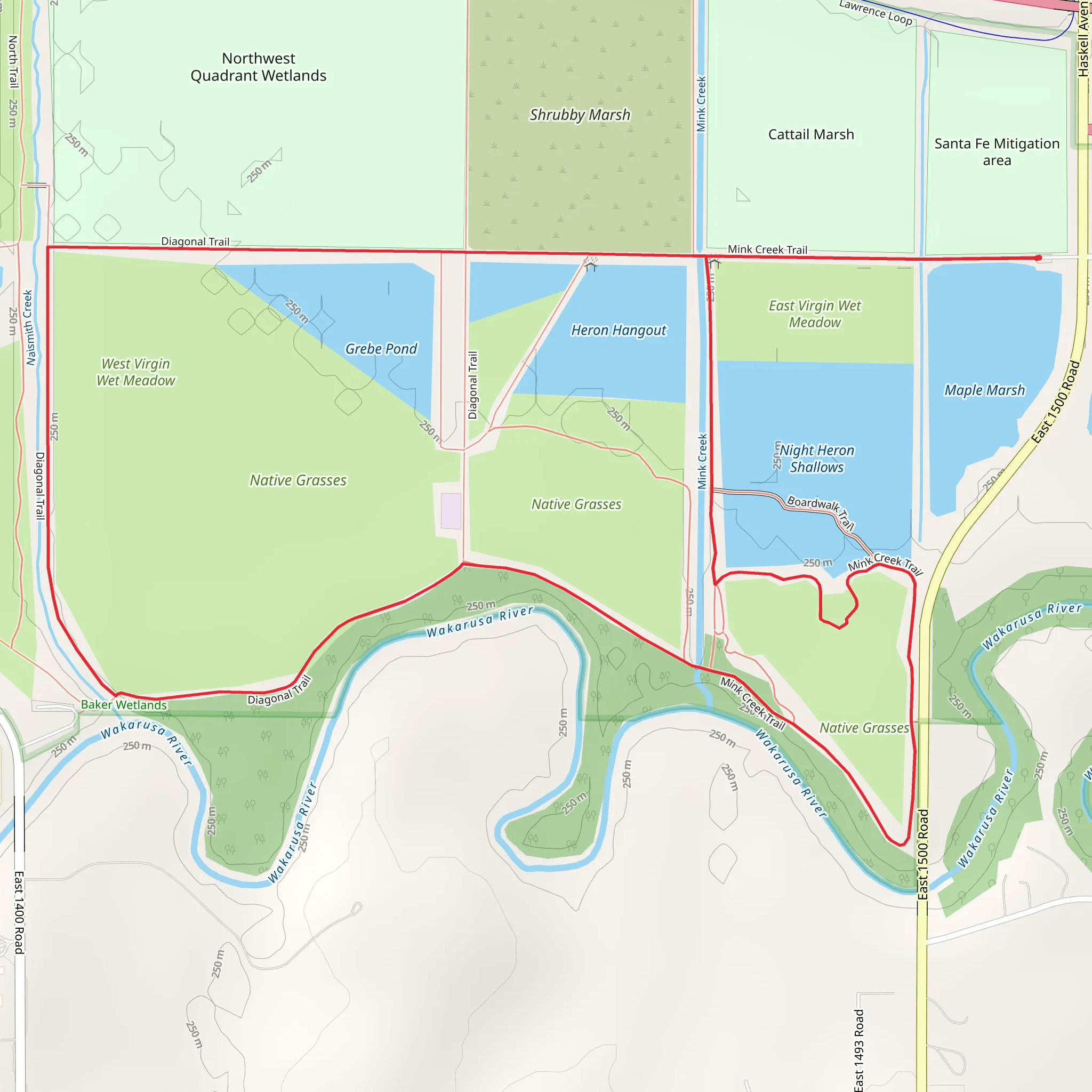 Mink Creek and Diagonal Loop Trail mobile static map