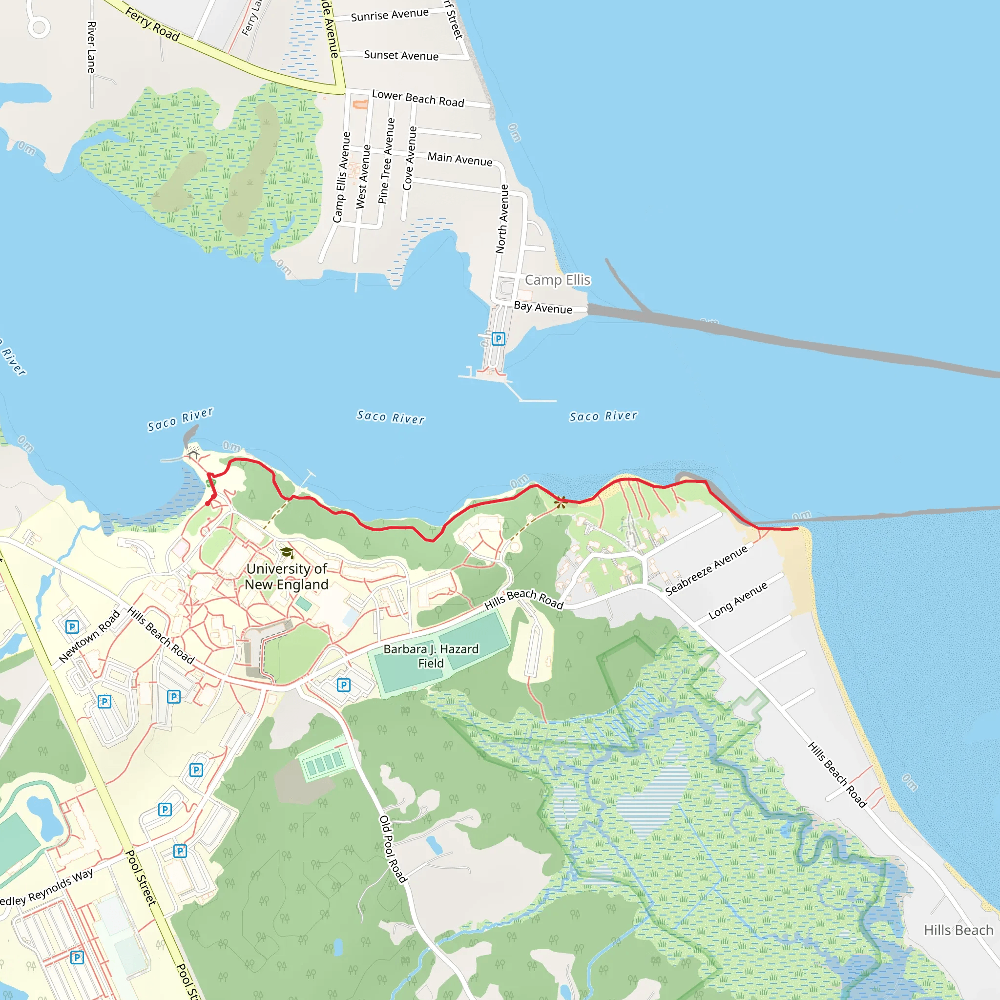 Walk Along Saco River - Hazard Fields mobile static map