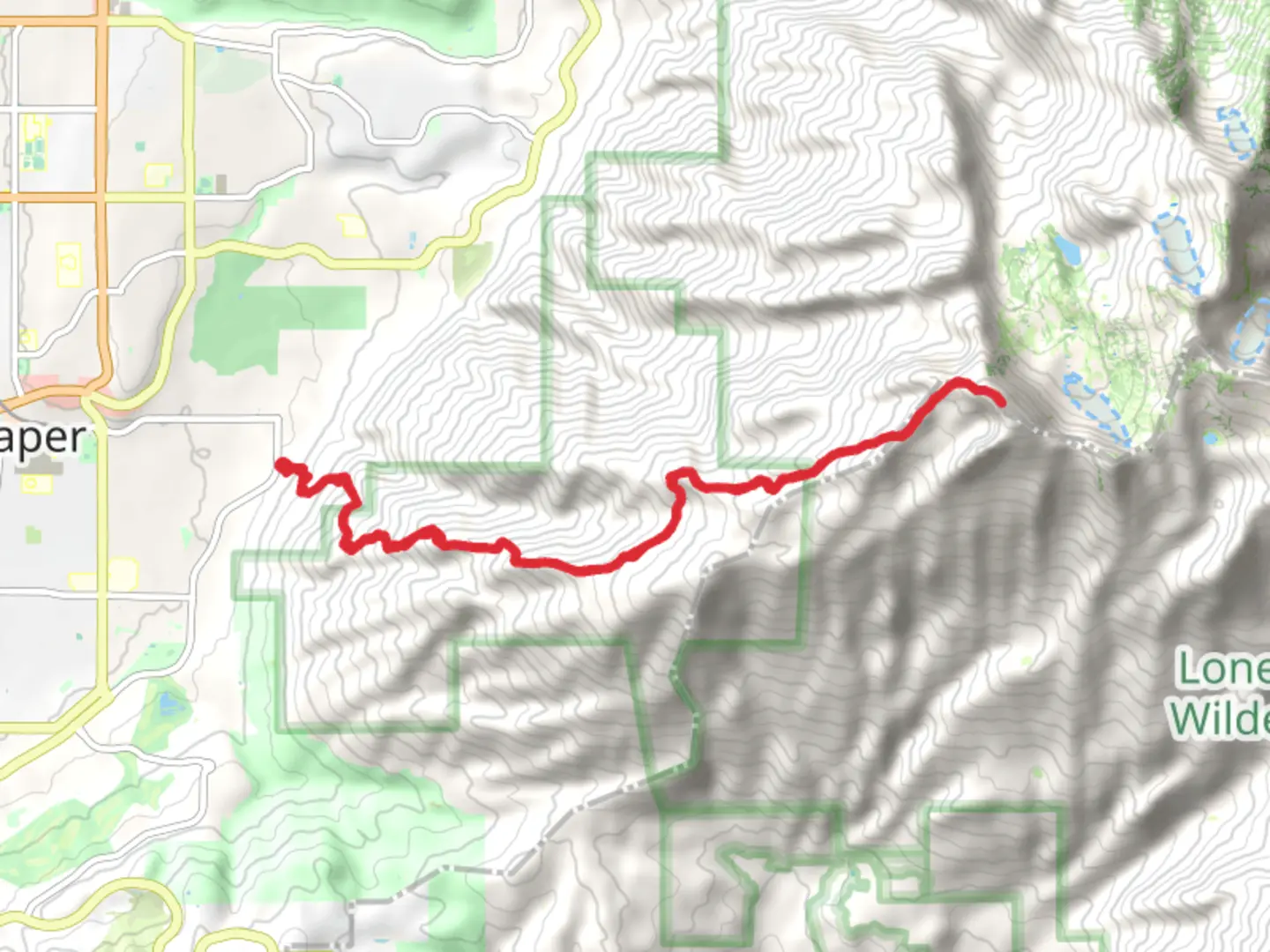 An image depicting the trail Lone Peak via Cherry Canyon Logging Trail and its surrounding area.