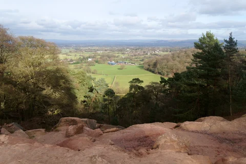 An image depicting the trail Wizard Walk Loop - Alderley Edge and Cheshire Countryside National Trust and its surrounding area.