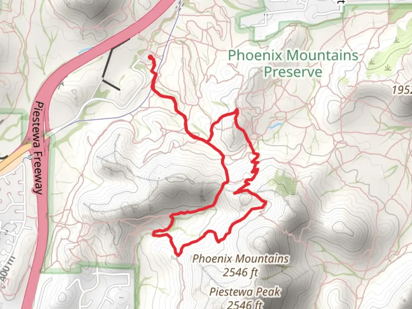 An image depicting the trail Dreamy Draw Nature Trail and Myrtle Wash Loop and its surrounding area.