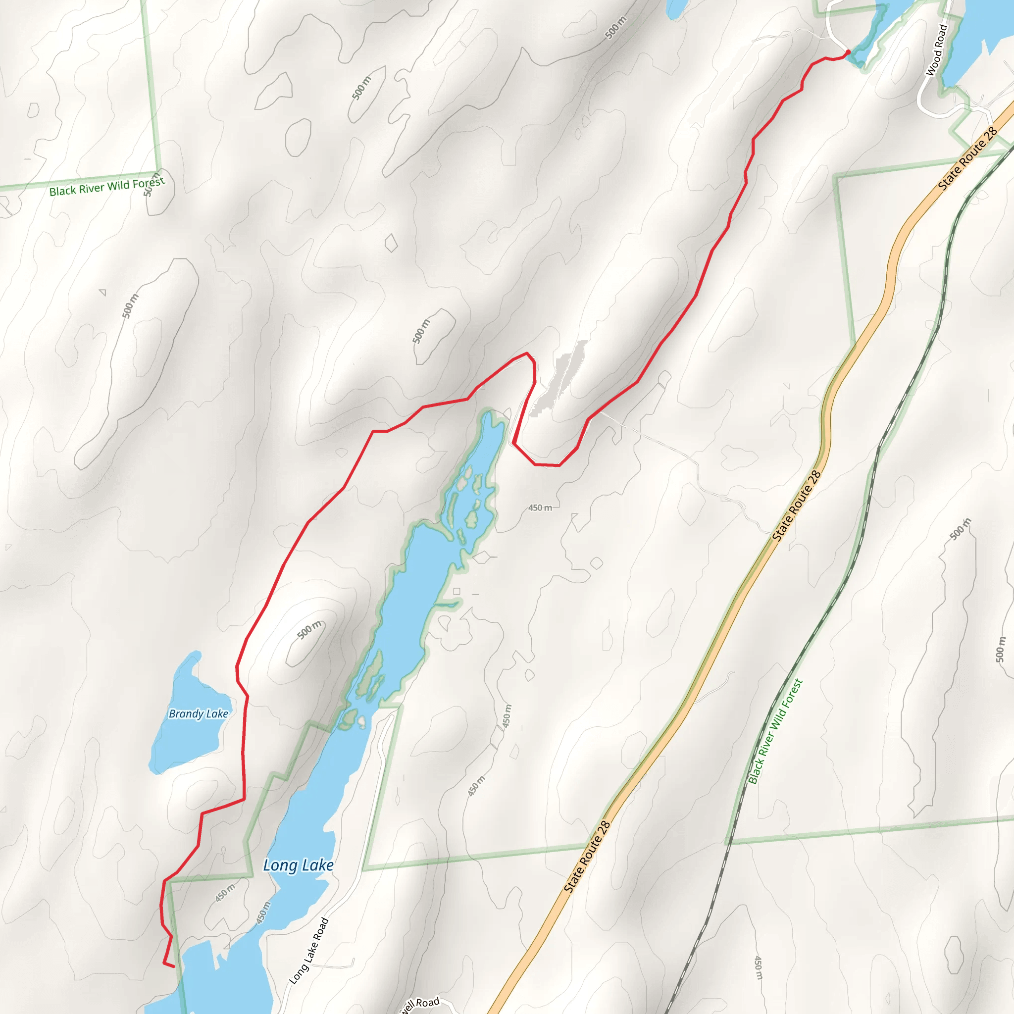 Long Lake and Brandy Lake Trail via Otter Lake mobile static map