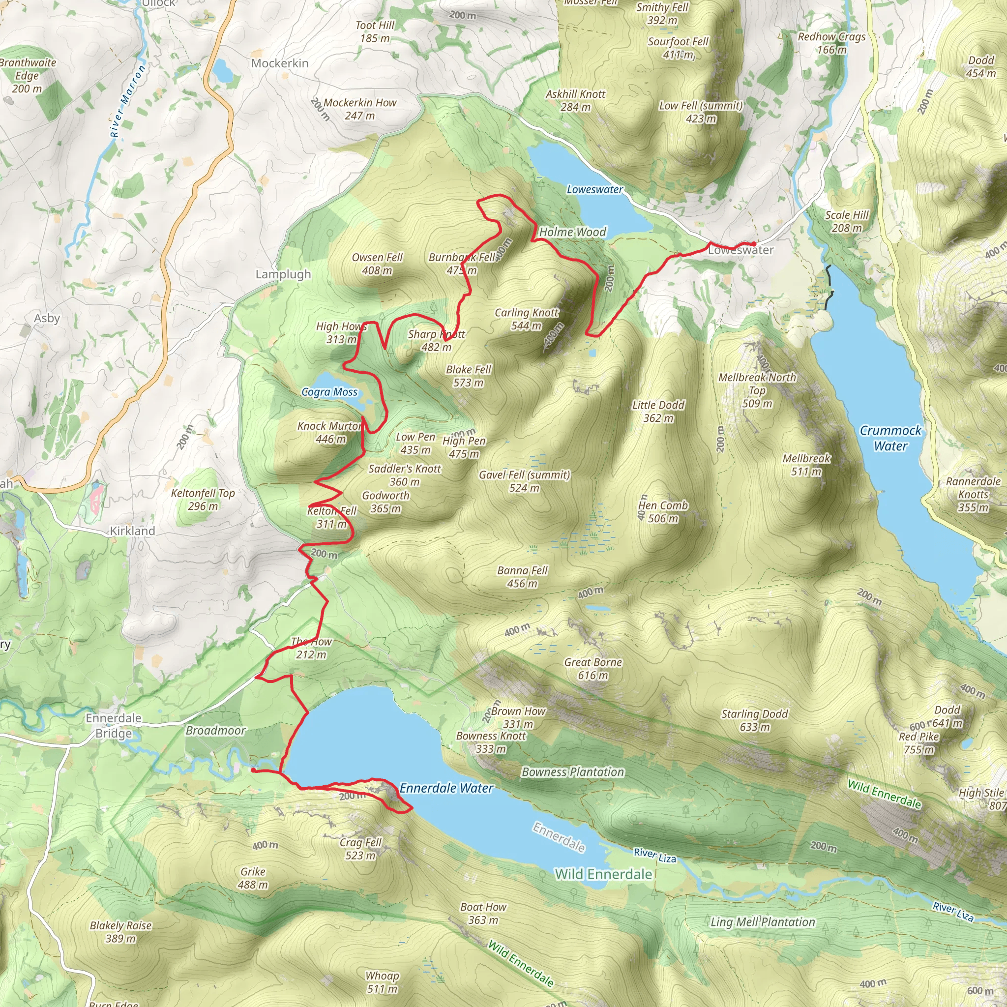 Ennerdale Water to Loweswater Walk mobile static map