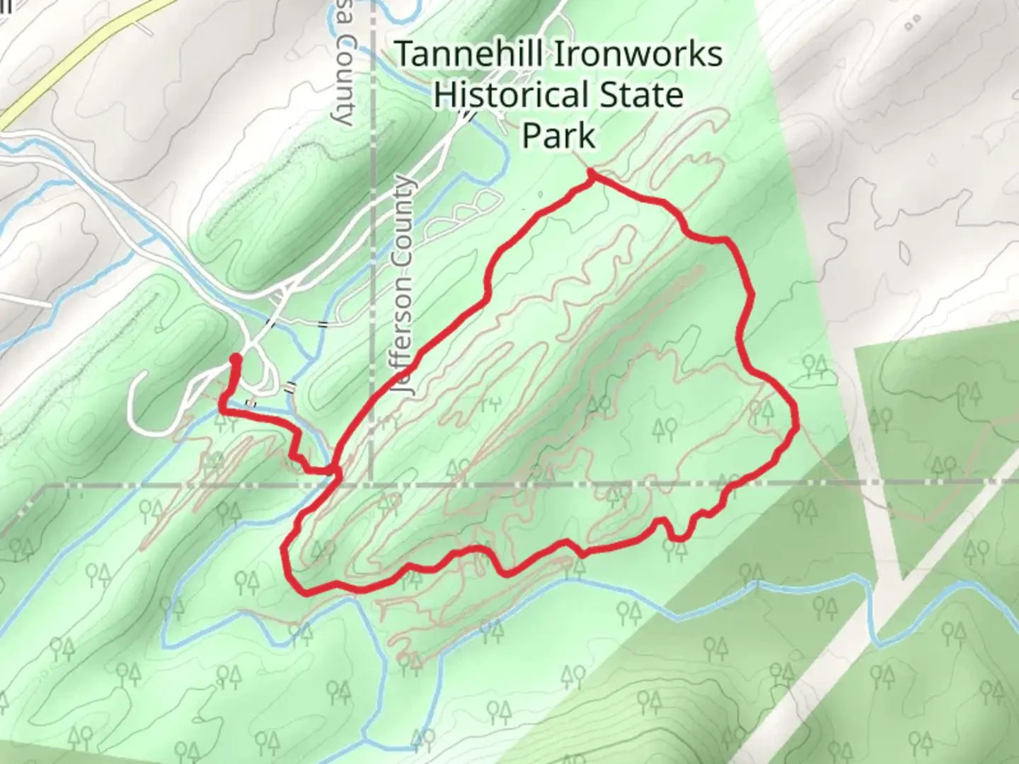 An image depicting the trail Slave Cementery Loop from Mud Creek and its surrounding area.