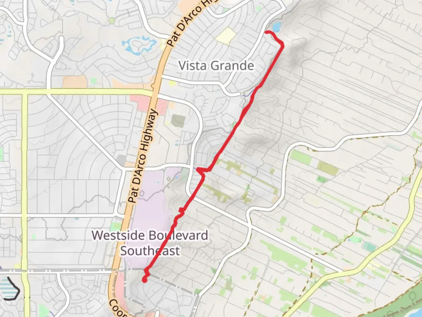 An image depicting the trail Dam Site 1 Basin via Corrales Path and its surrounding area.