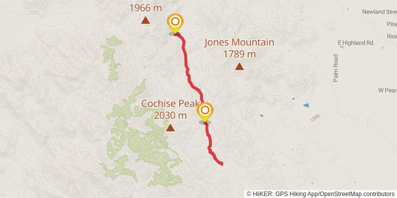 Middlemarch Canyon via Cochise Stronghold Trail stage 2 Map