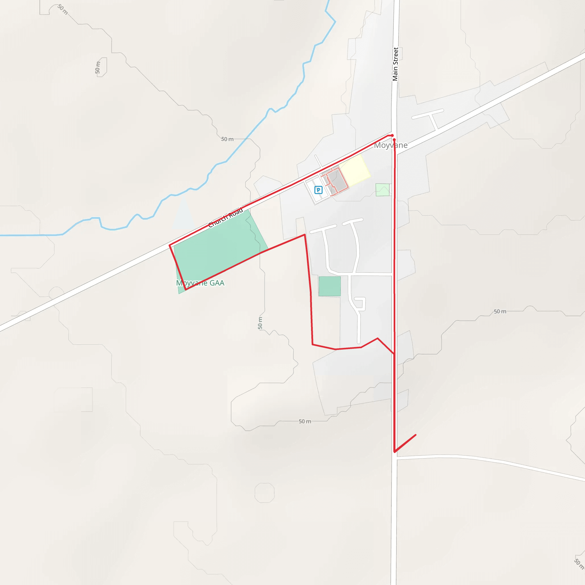 Moyvane Village Walks - Village - Sportsfield - Nature Trail - Kiln Way mobile static map