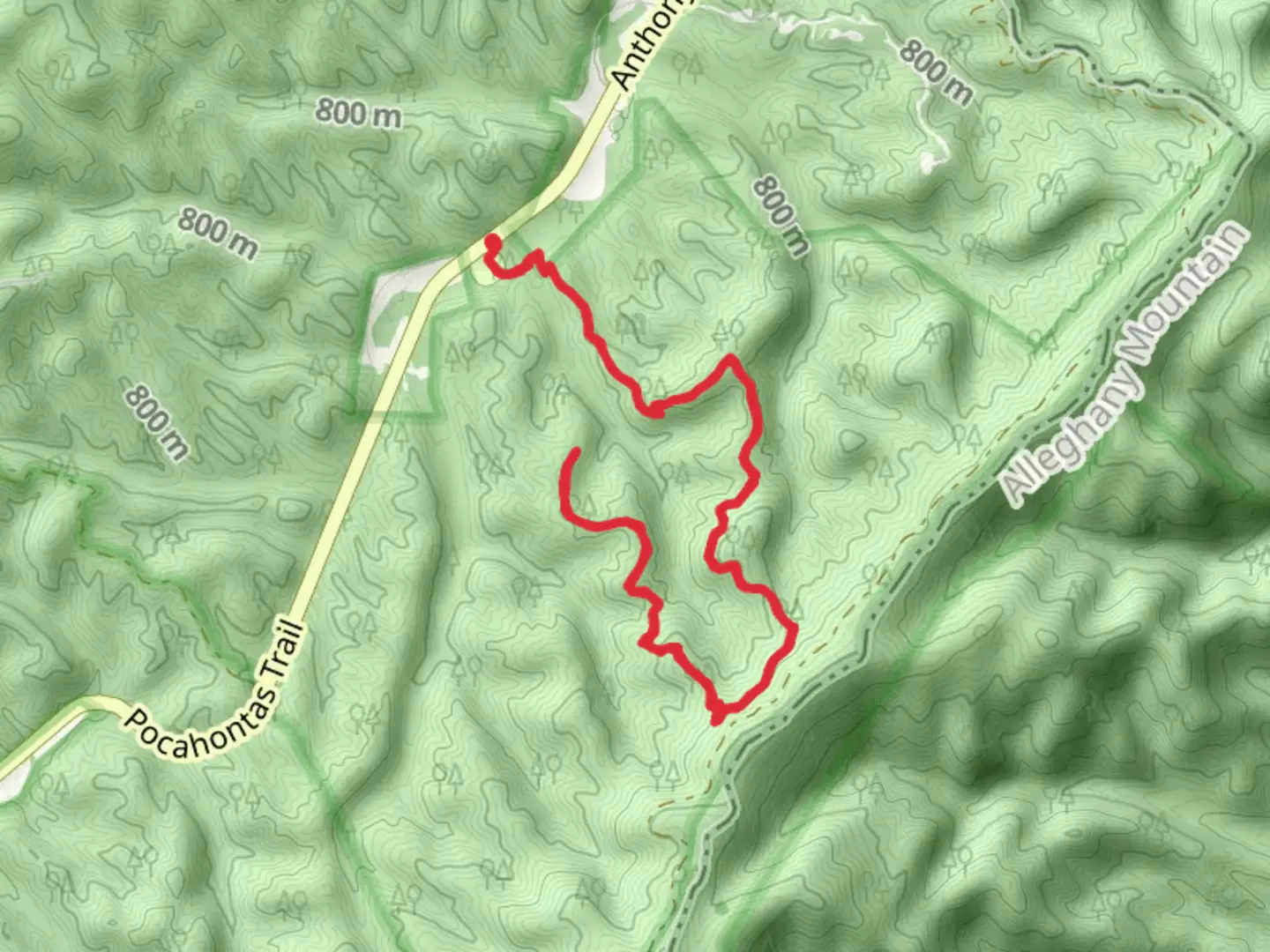 An image depicting the trail Two Lick Trail and its surrounding area.