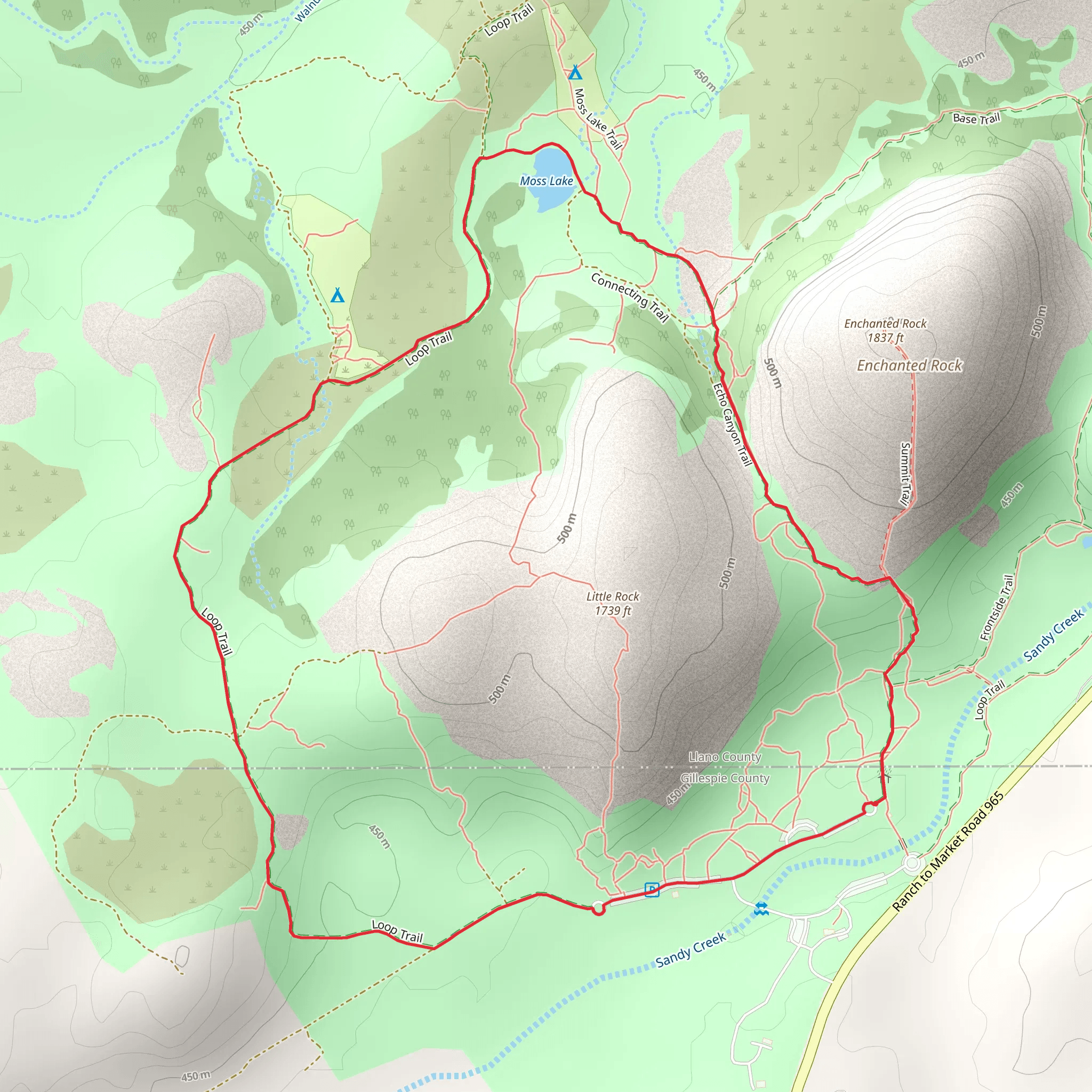 Moss Lake and Echo Canyon Trail mobile static map
