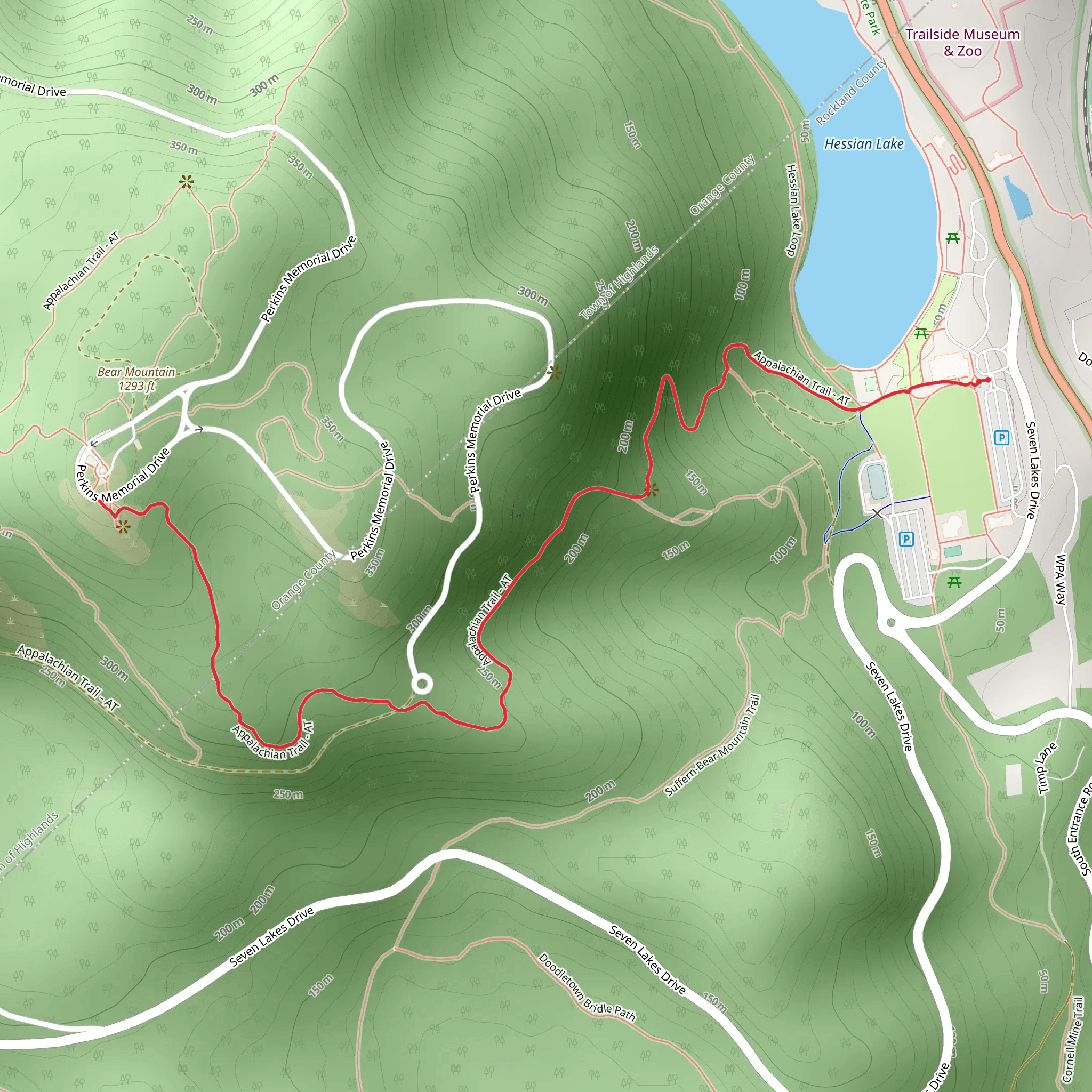 Bear Mountain from Hessian Lake Trail mobile static map