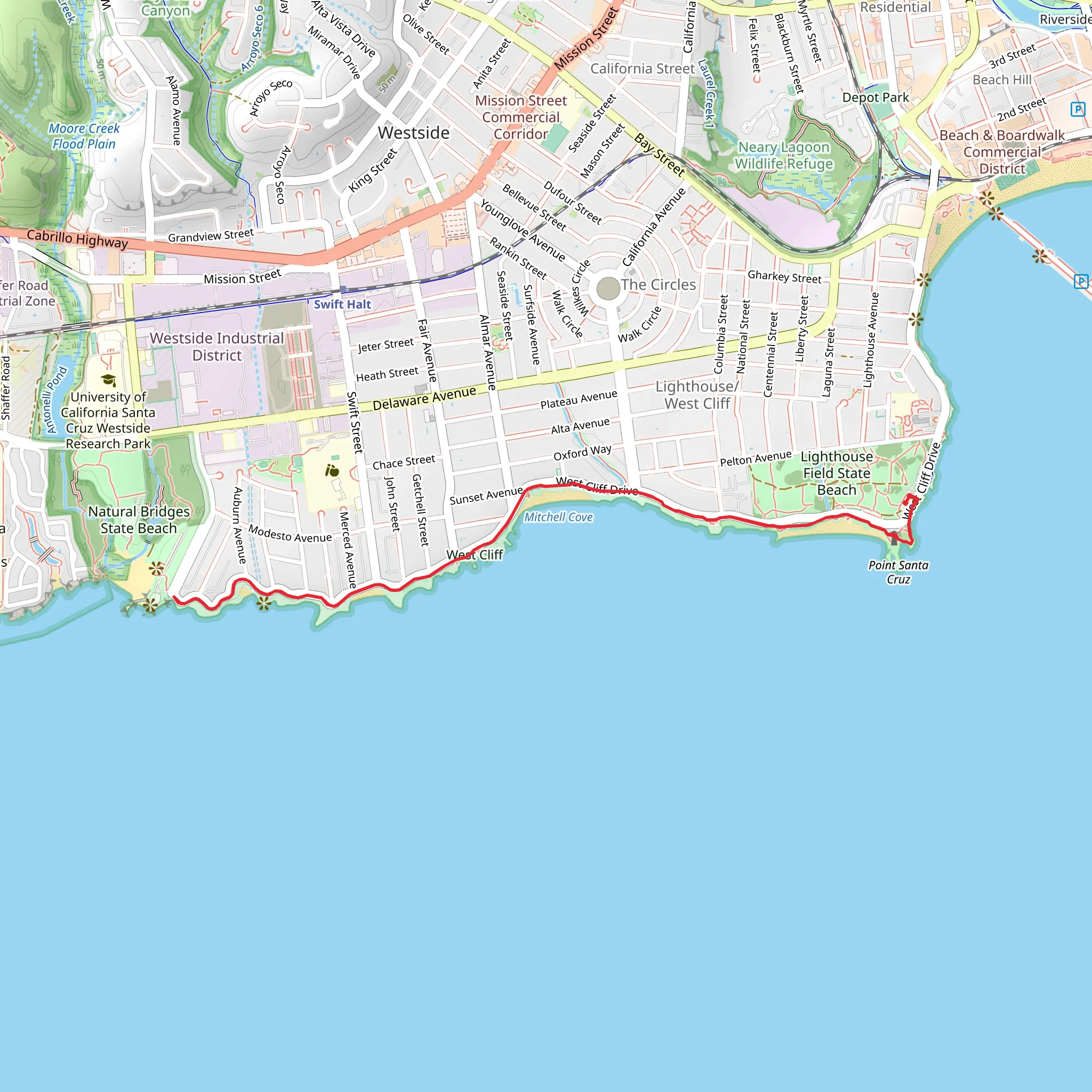 West Cliff Multipurpose Pathway mobile static map