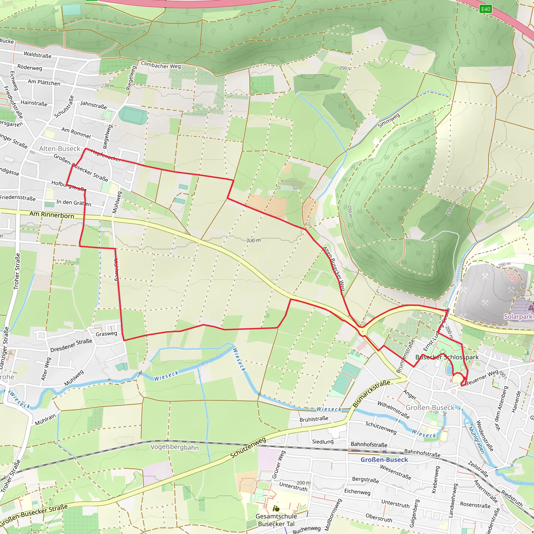 Busecker Schlosspark to Alten-Buseck Loop mobile static map