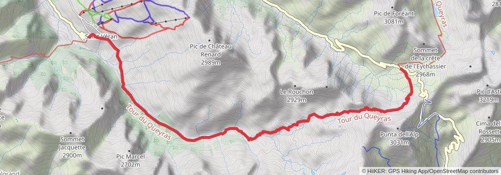 GR 58 - Le Tour Du Queyras A Pied stage 2 Map