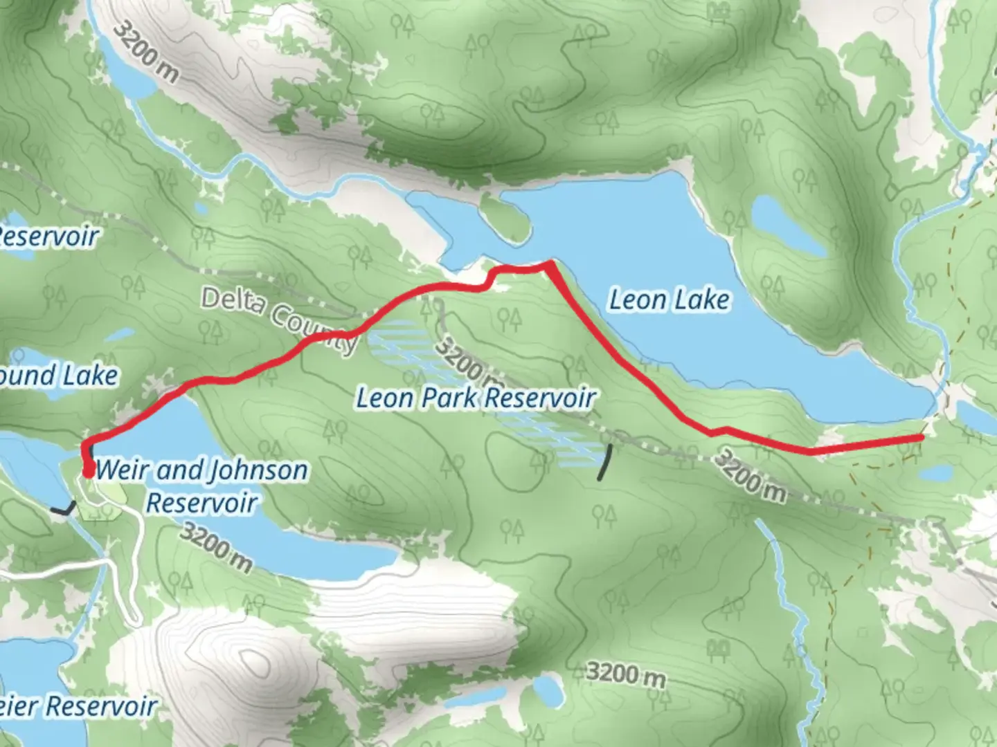 An image depicting the trail Leon Lake Trail and its surrounding area.