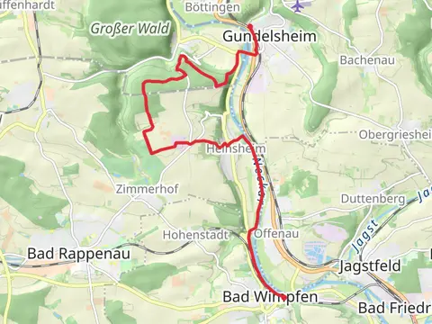 Gundelsheim to Bad Wimpfen via Neckarsteig