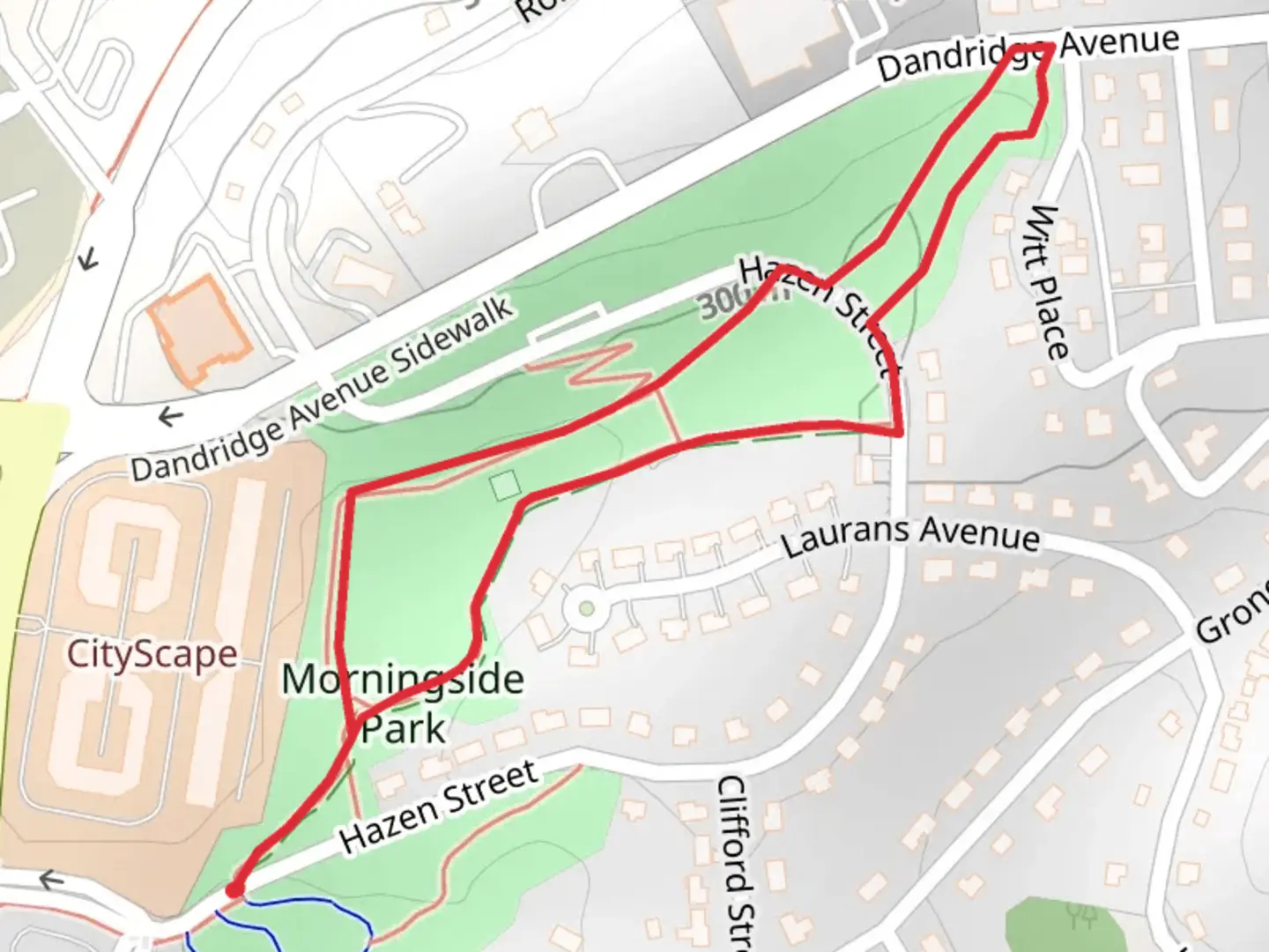 An image depicting the trail Morningside Park Loop and its surrounding area.