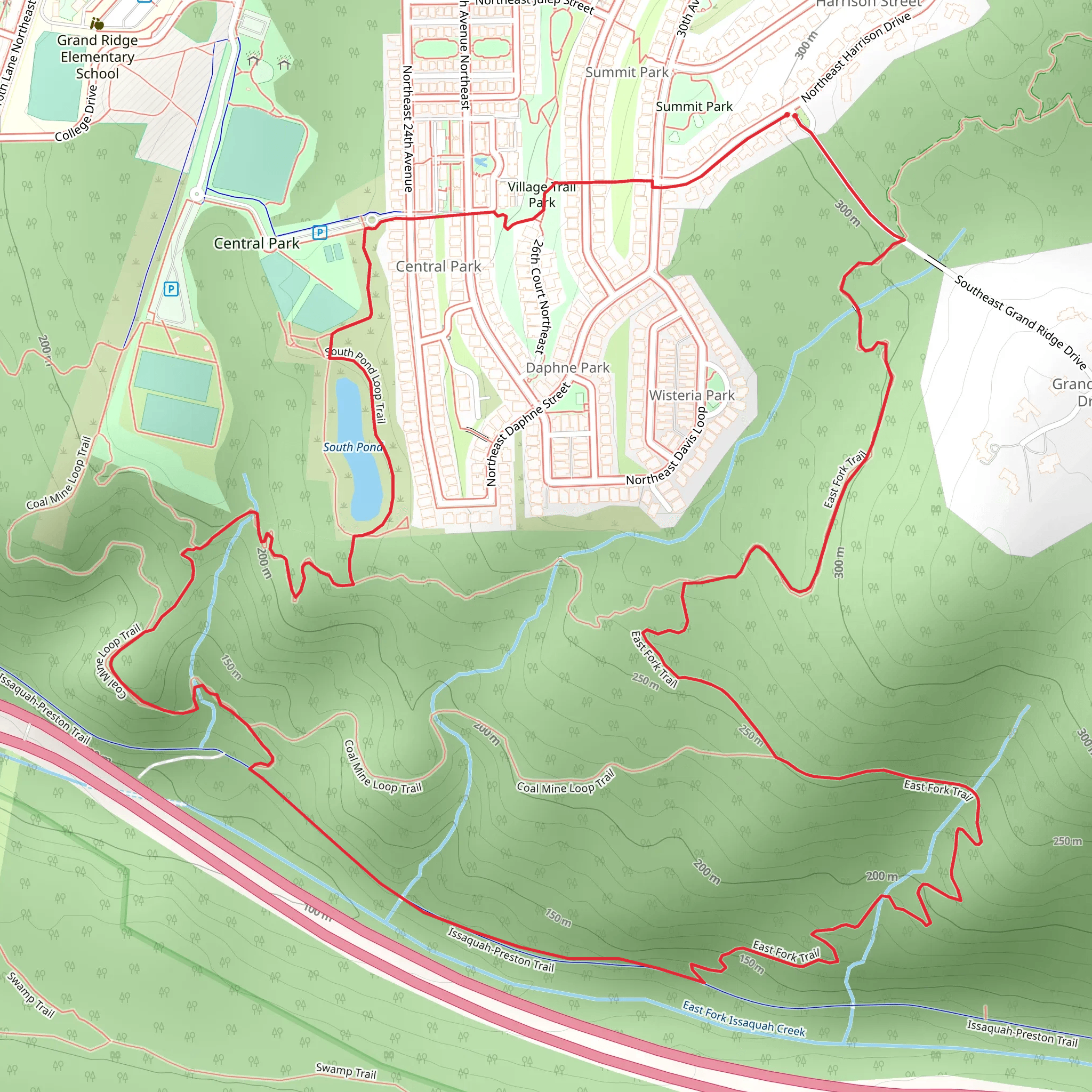 East Fork Trail and Issaquah Preston Trail mobile static map
