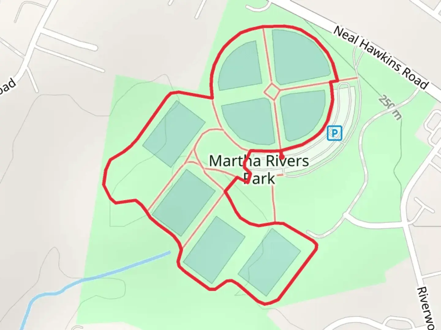 An image depicting the trail Martha Rivers Park Loop and its surrounding area.