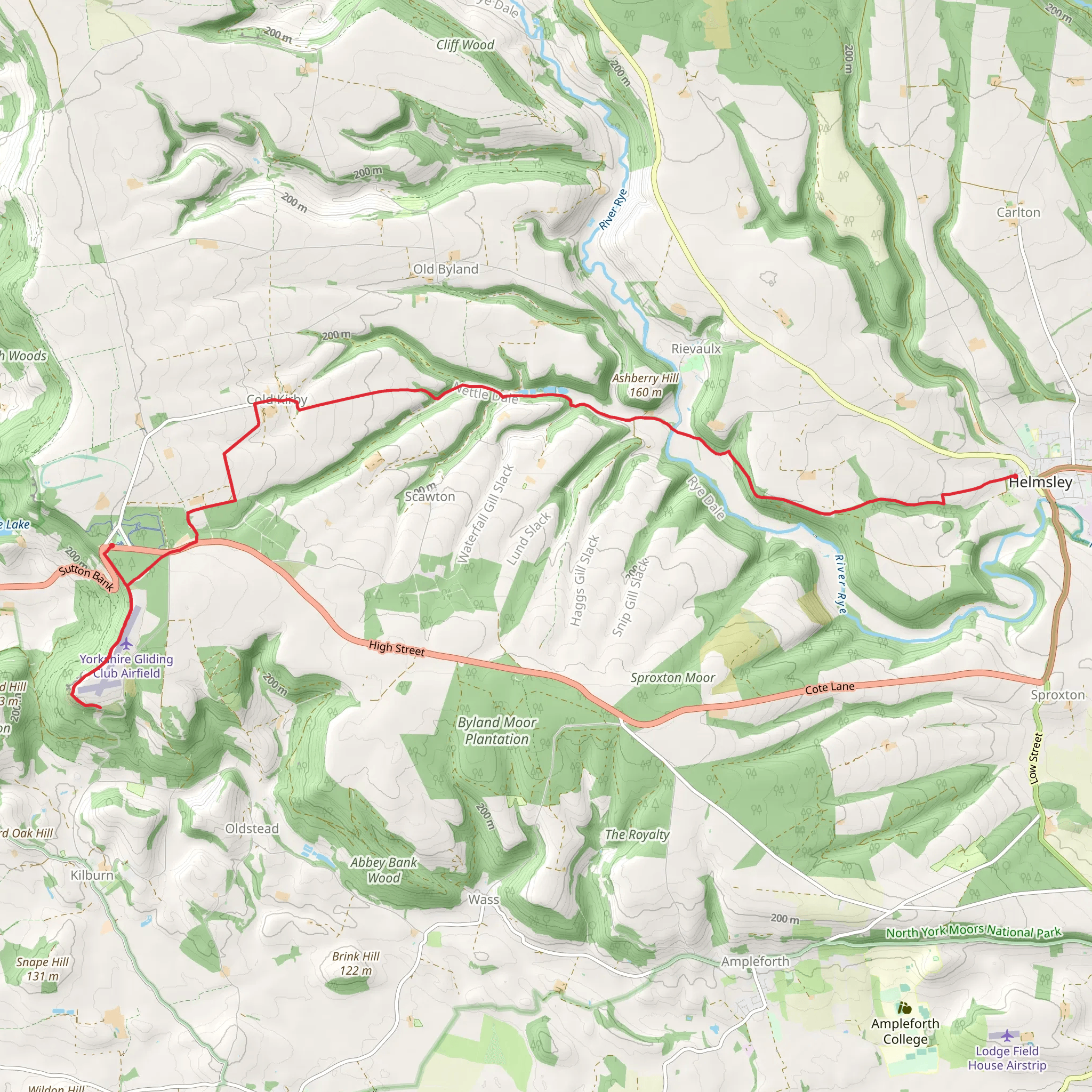 Helmsley to Yorkshire Gliding Club Airfield Walk mobile static map
