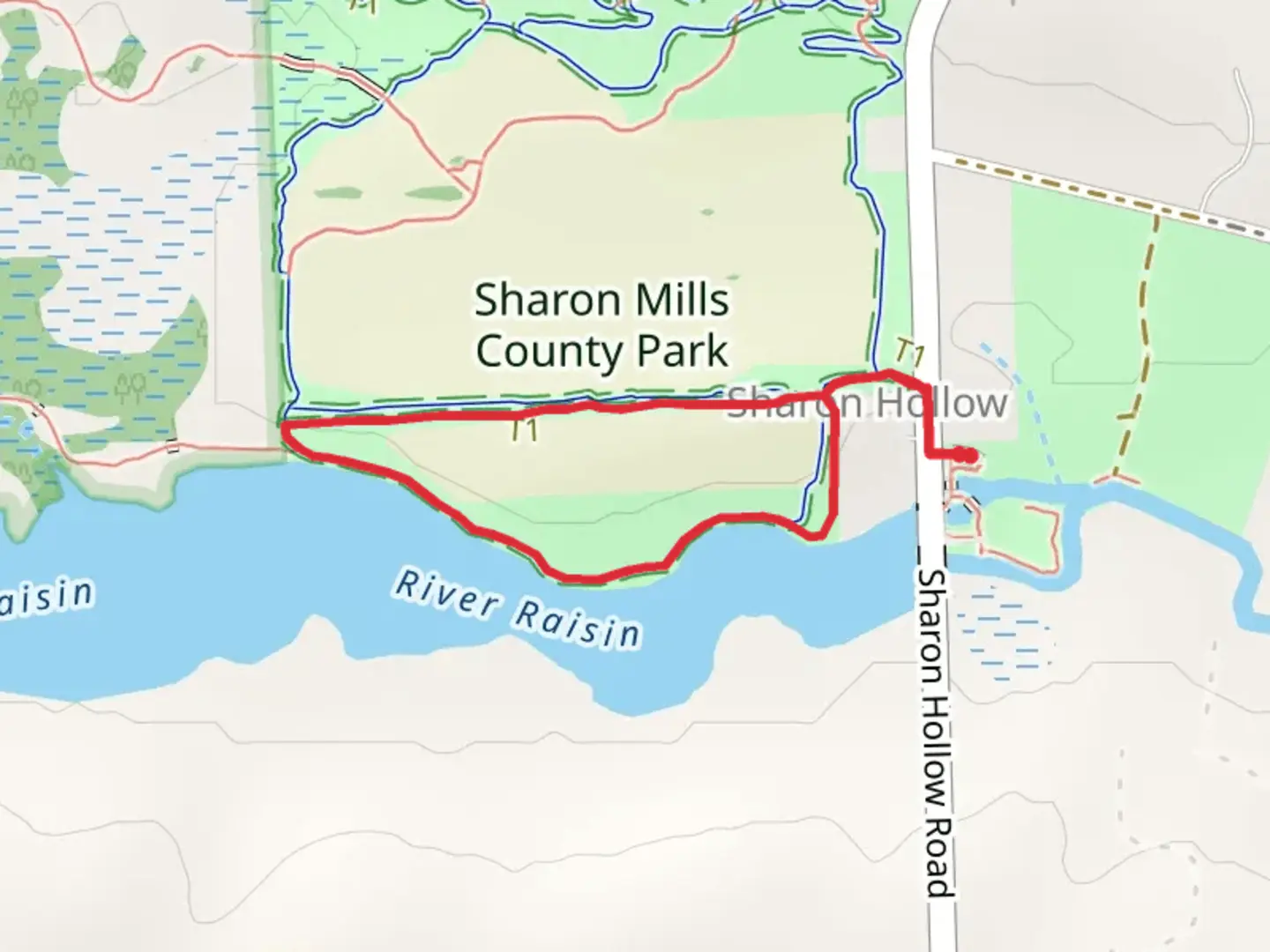An image depicting the trail Sharon Hollow Loop and its surrounding area.