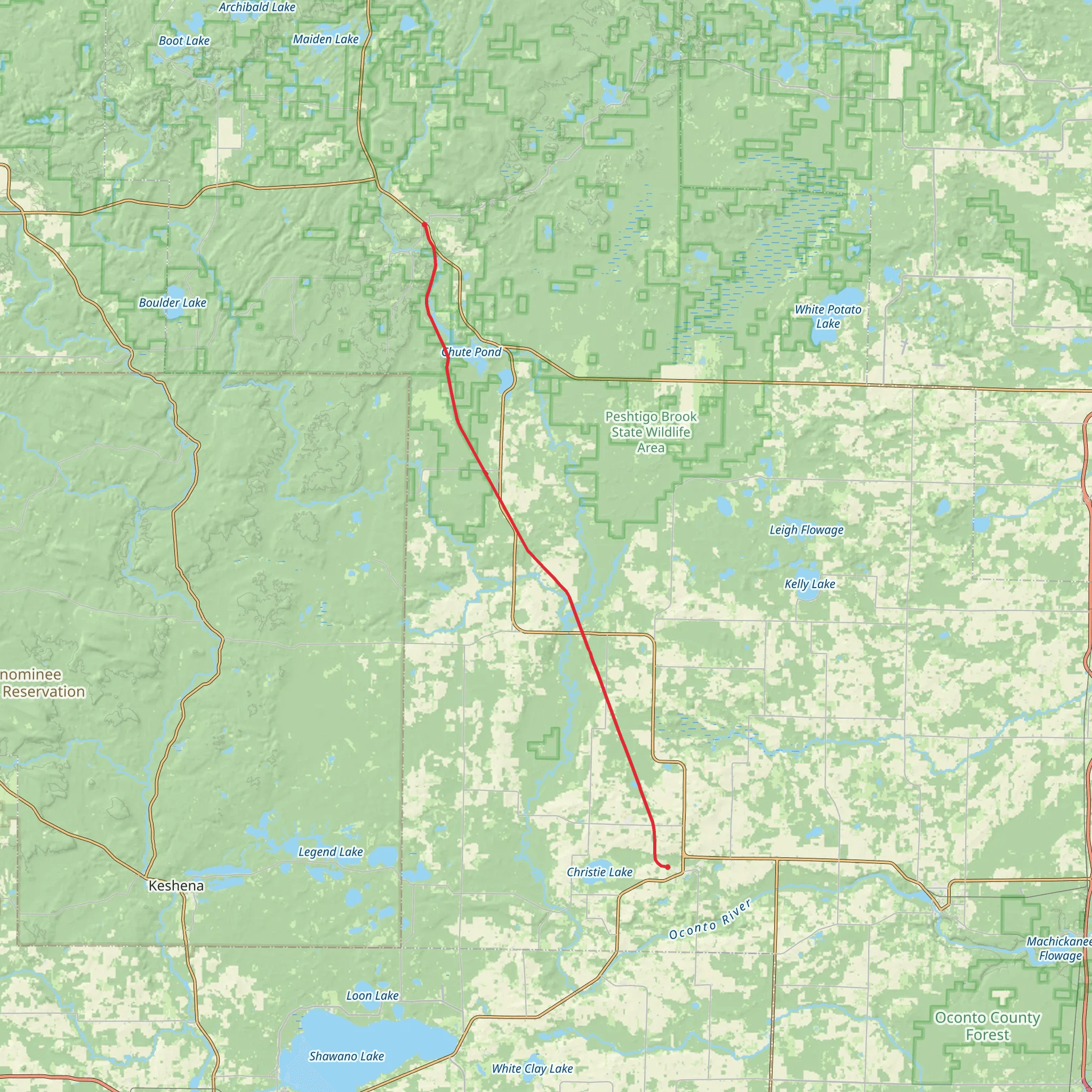 Nicolet State Trail - Gillett mobile static map