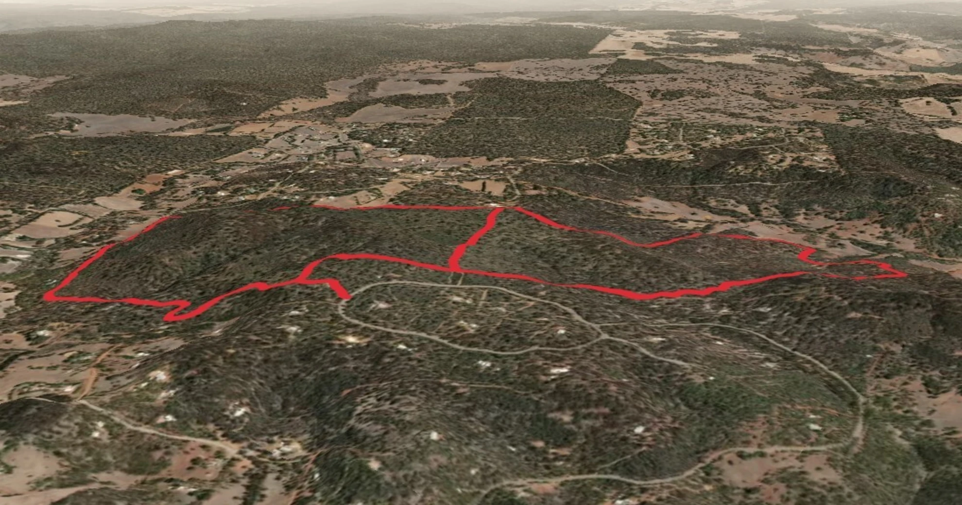 An image depicting the trail Rugged Hills Nature Reserve Loop and its surrounding area.