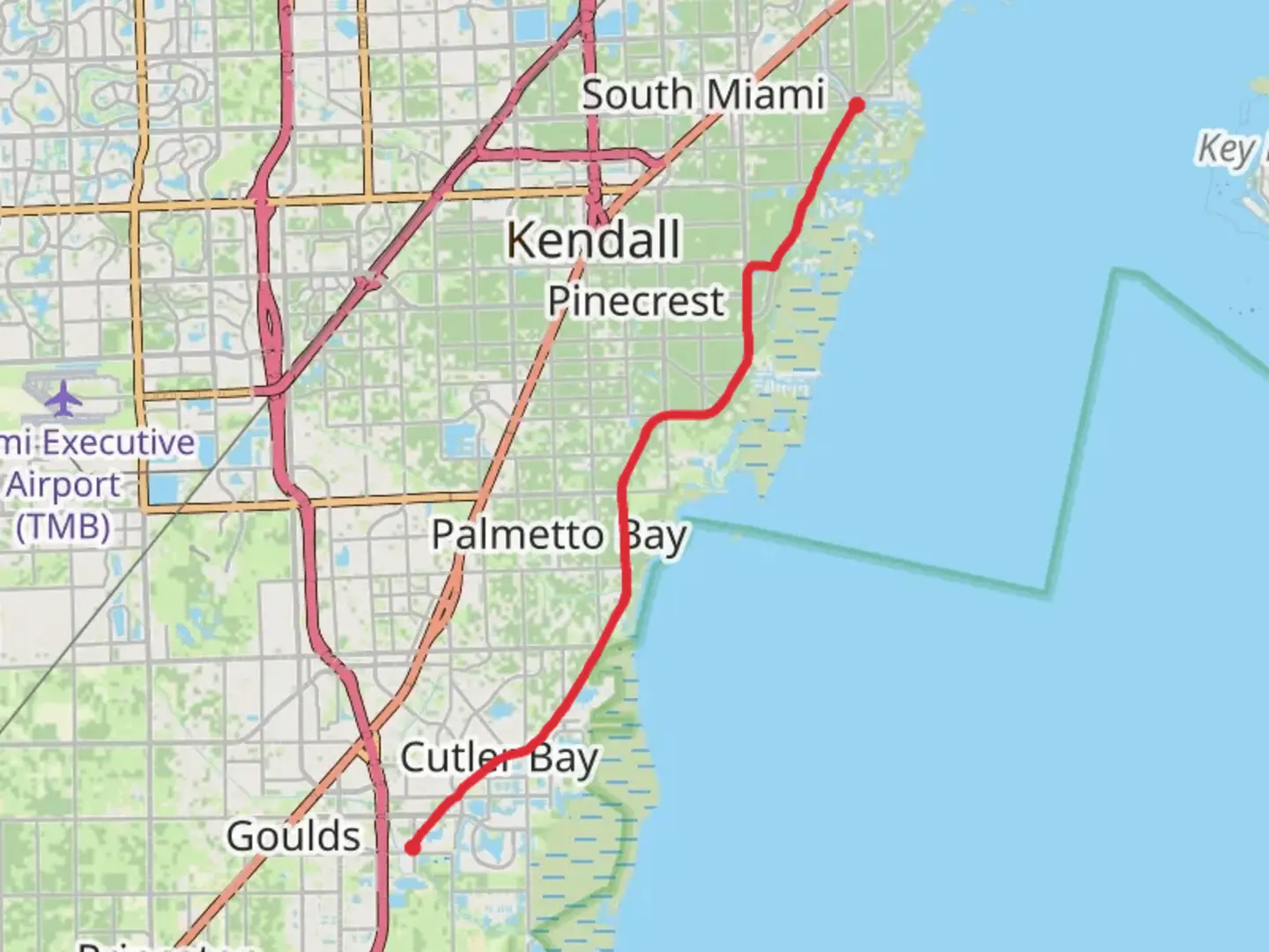 An image depicting the trail Old Cutler Trail from Blue Heron Park and its surrounding area.