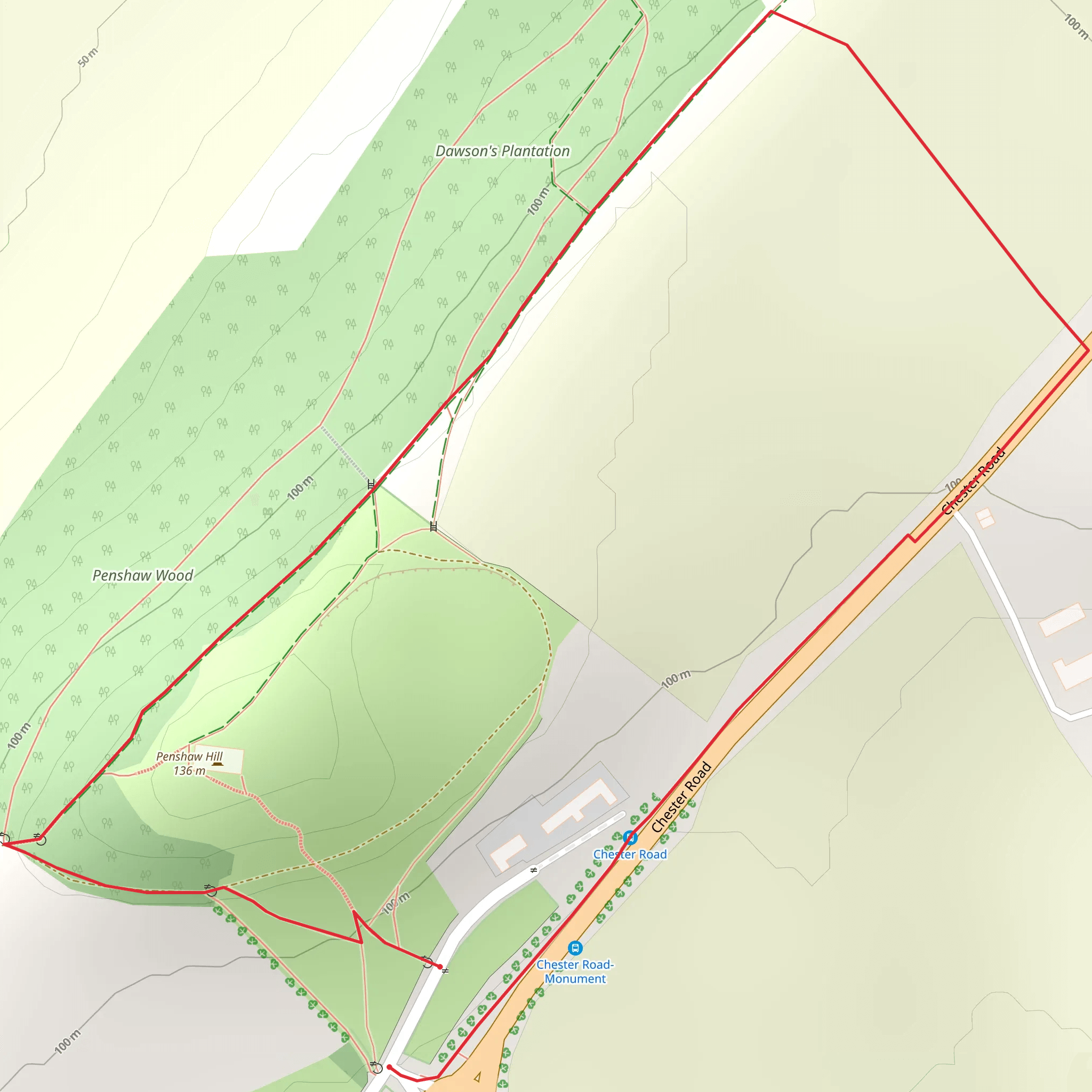Penshaw Monument Walk mobile static map
