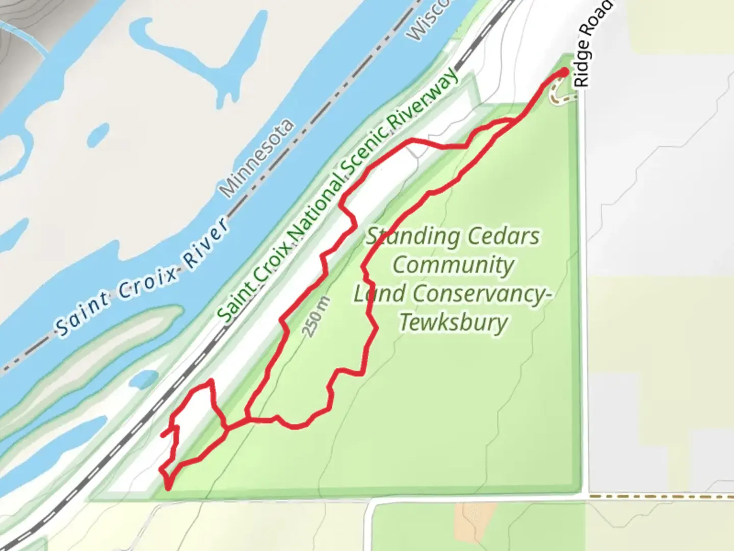 An image depicting the trail Standing Cedars Community Land Conservancy-Tewksbury Loop and its surrounding area.