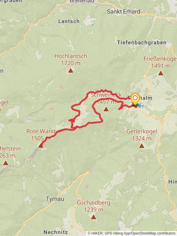 Rote Wand Peak via Lake Teichalmsee mobile static map