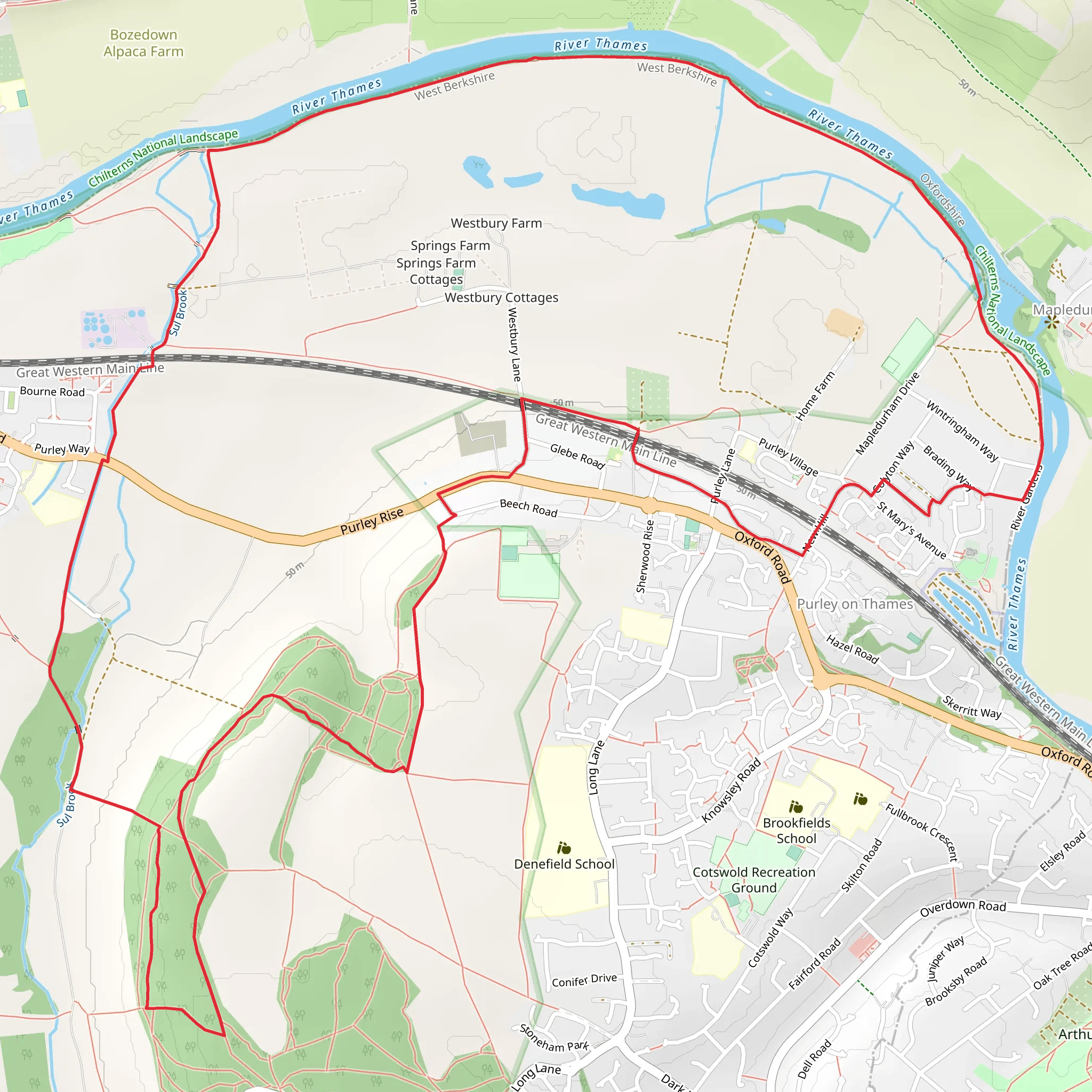 Purley on Thames Circular Walk mobile static map