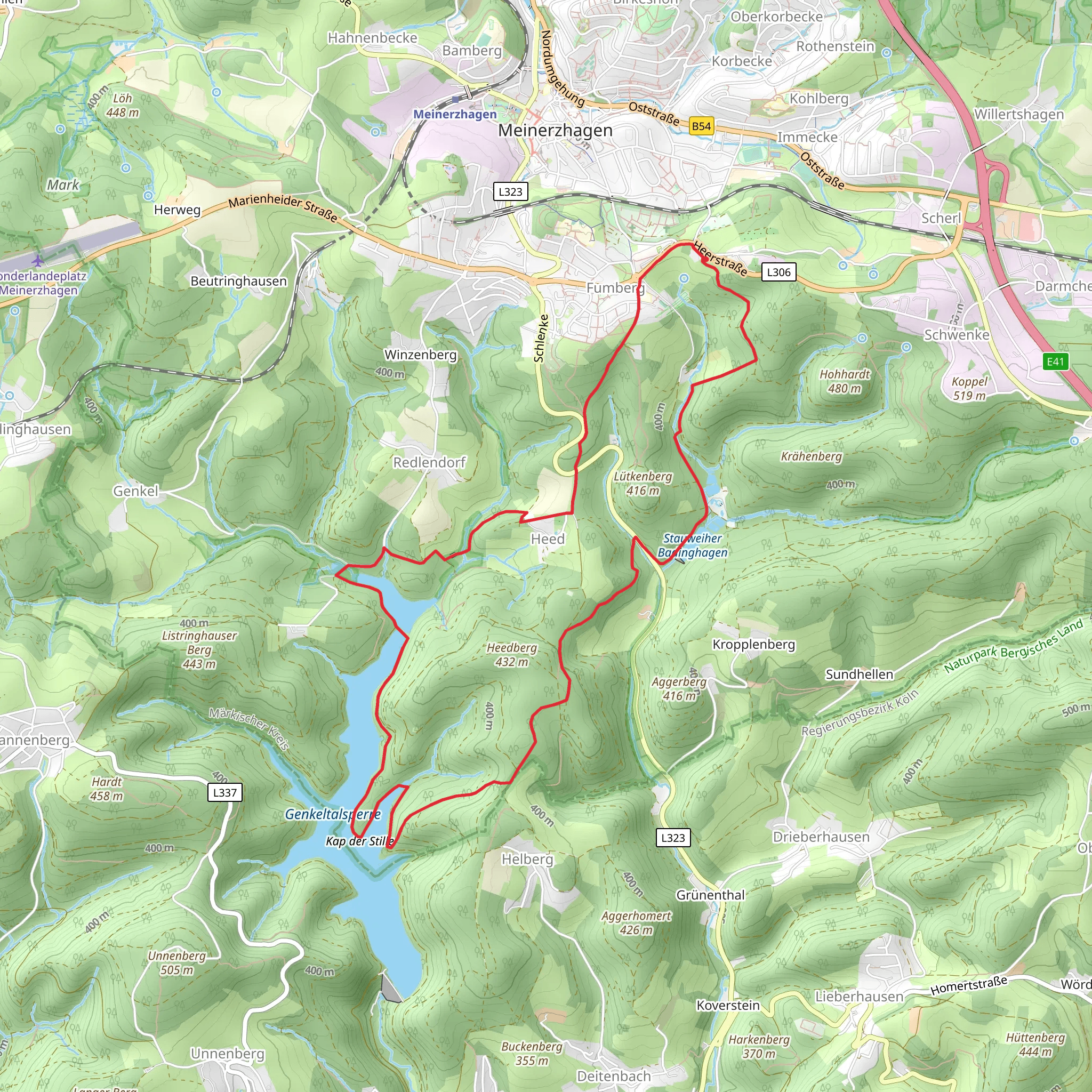 Schloß Badinghagen, Stauweiher Badinghagen and Genkeltalsperre Loop mobile static map