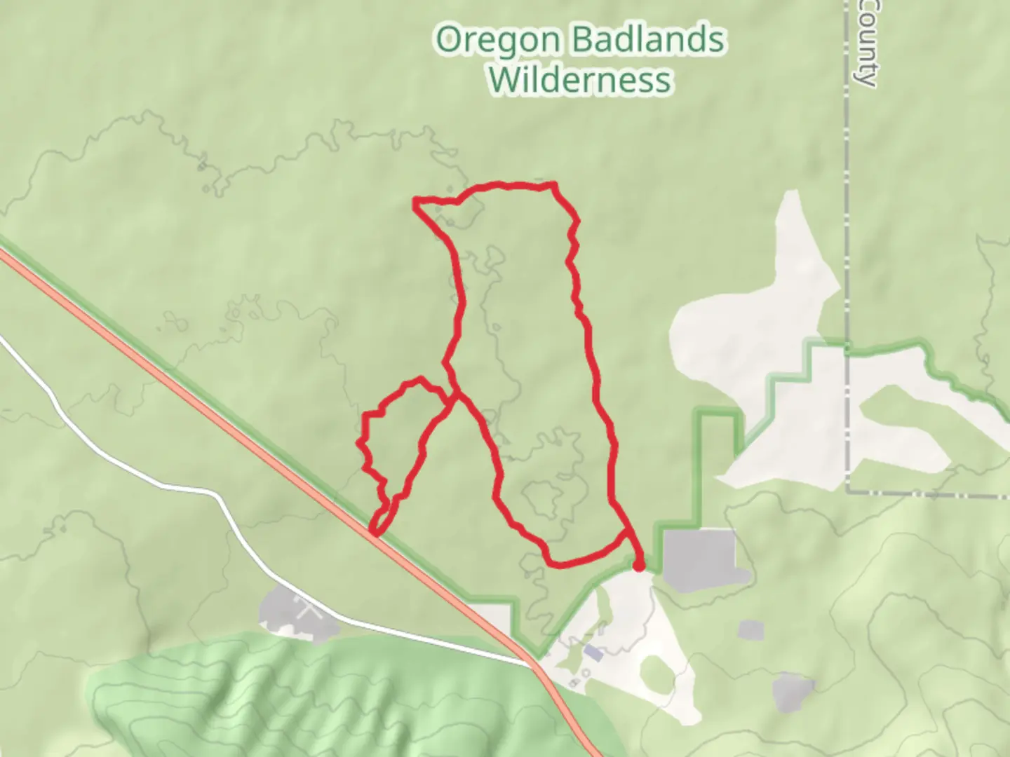 An image depicting the trail Badlands Rock, Flatiron Rock Loop via Badlands Rock Trail and its surrounding area.