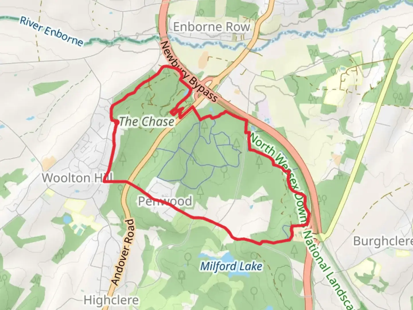 An image depicting the trail Great Pen Wood Loop and its surrounding area.
