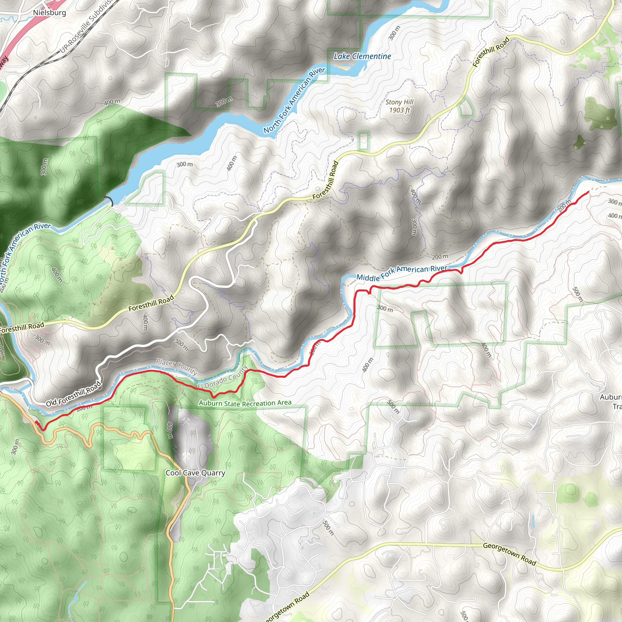 Middle Fork American River - Quarry Trail mobile static map