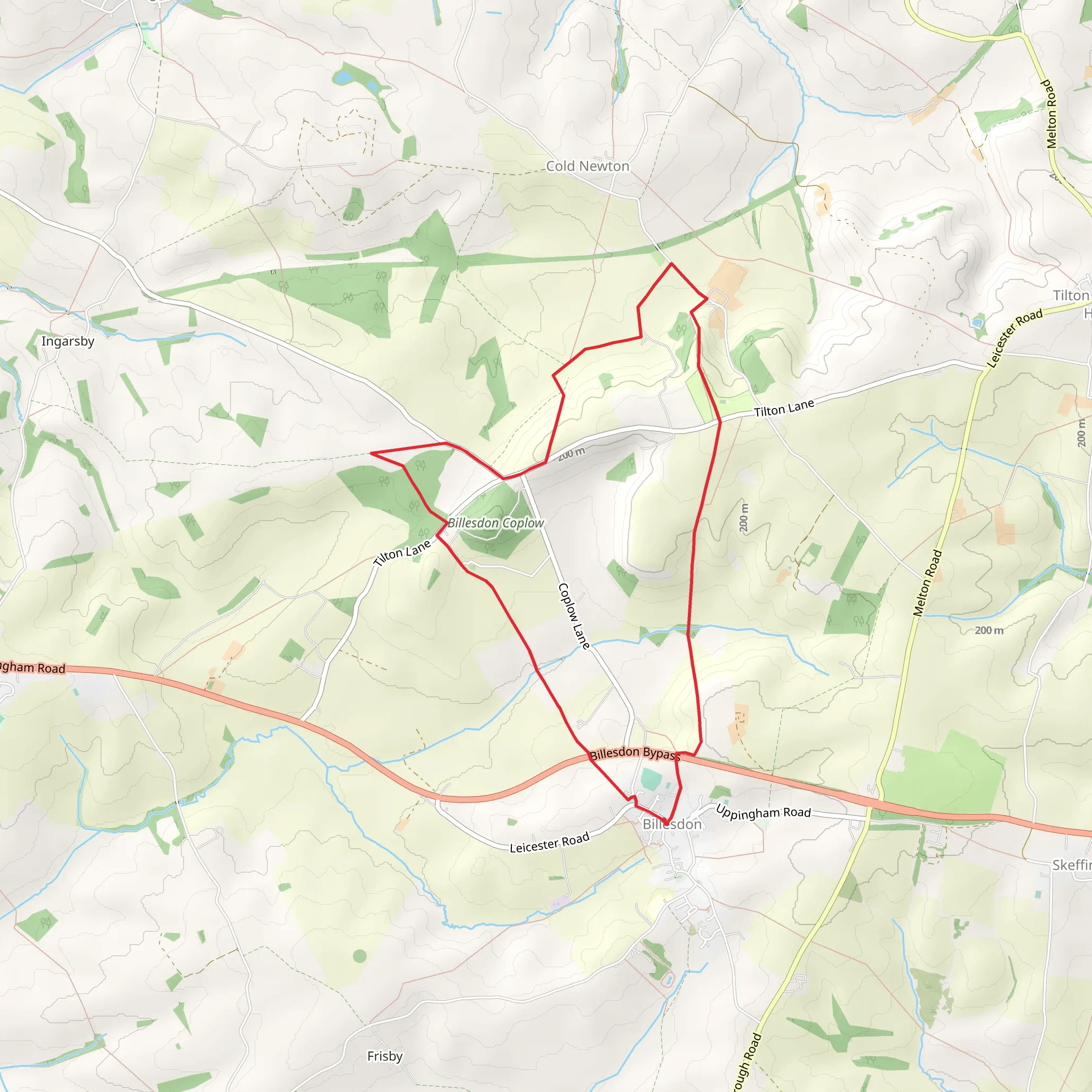 Sludge Hall and Cold Newton Grange from Billesdon mobile static map