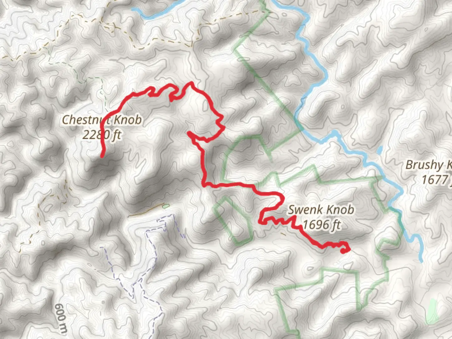 An image depicting the trail Swenk Knob and Chestnut Knob and its surrounding area.