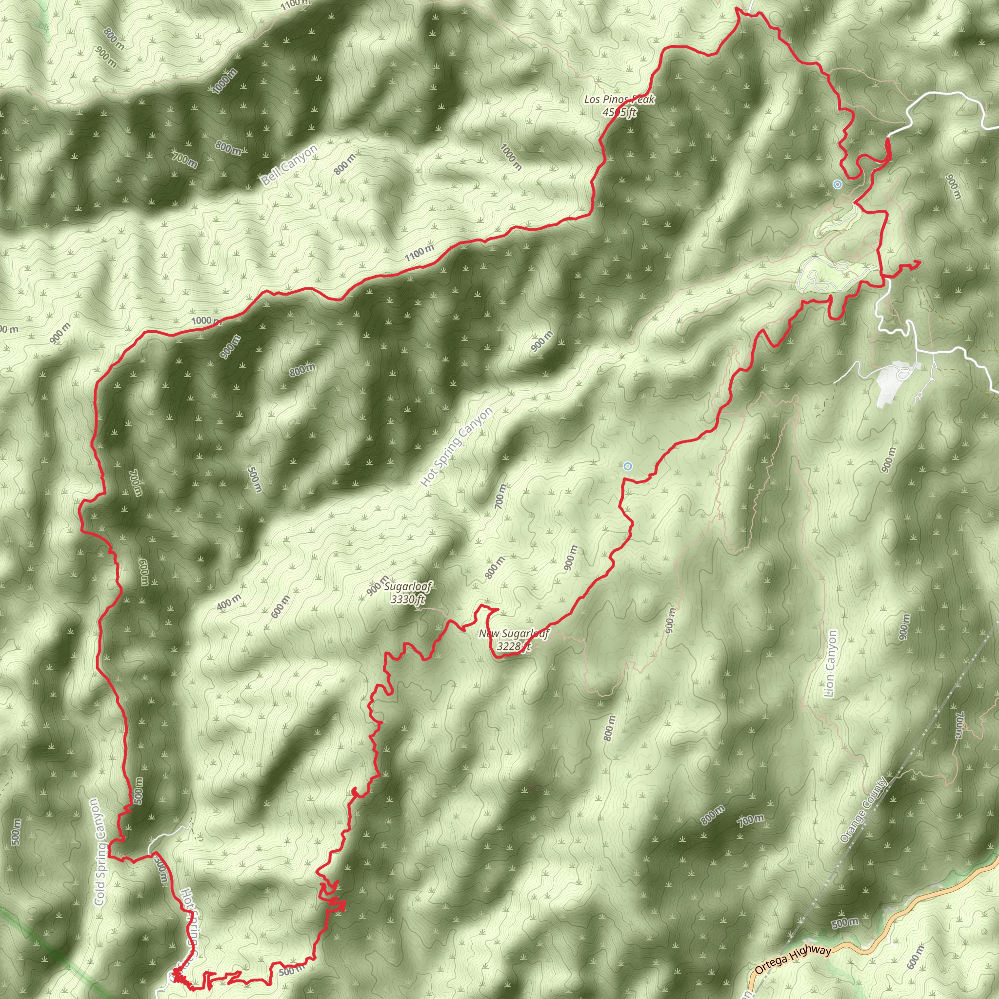 New Sugarloaf, Los Pinos via Los Pinos Trail mobile static map