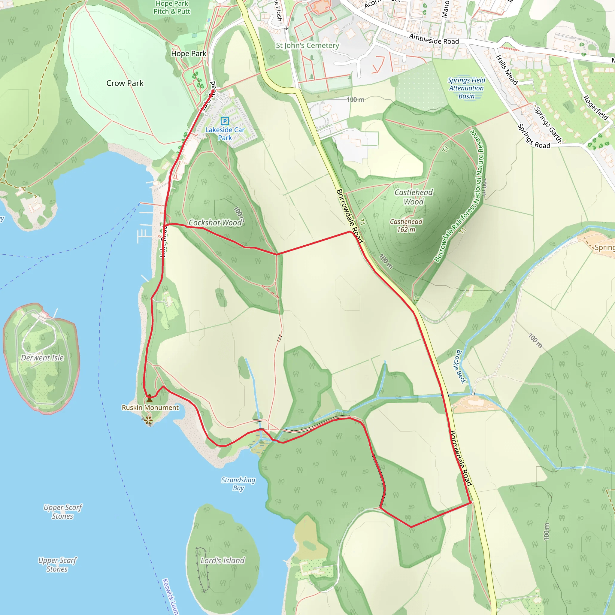Friar's Crag Loop from Keswick mobile static map