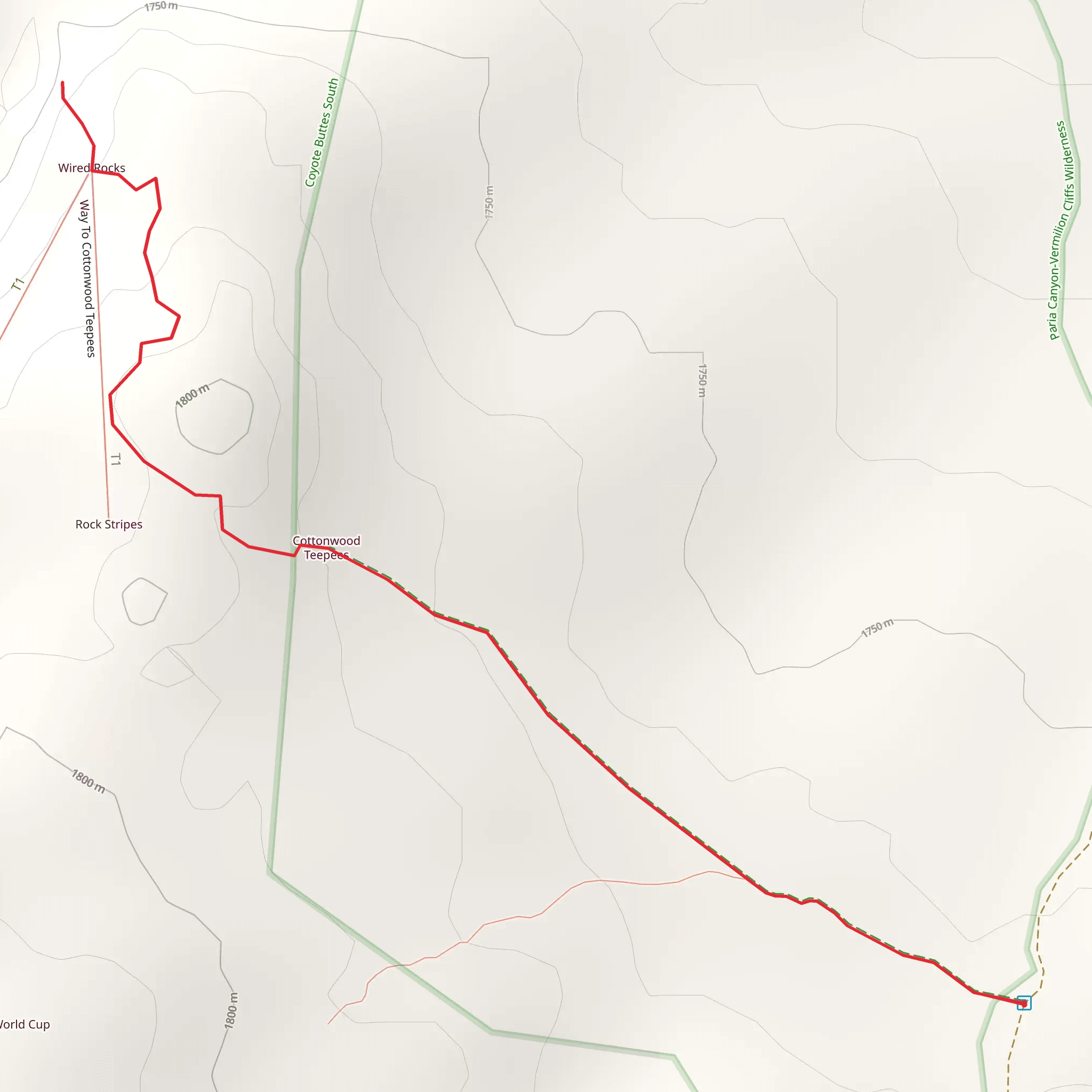 Cottonwood Teepees Trail mobile static map