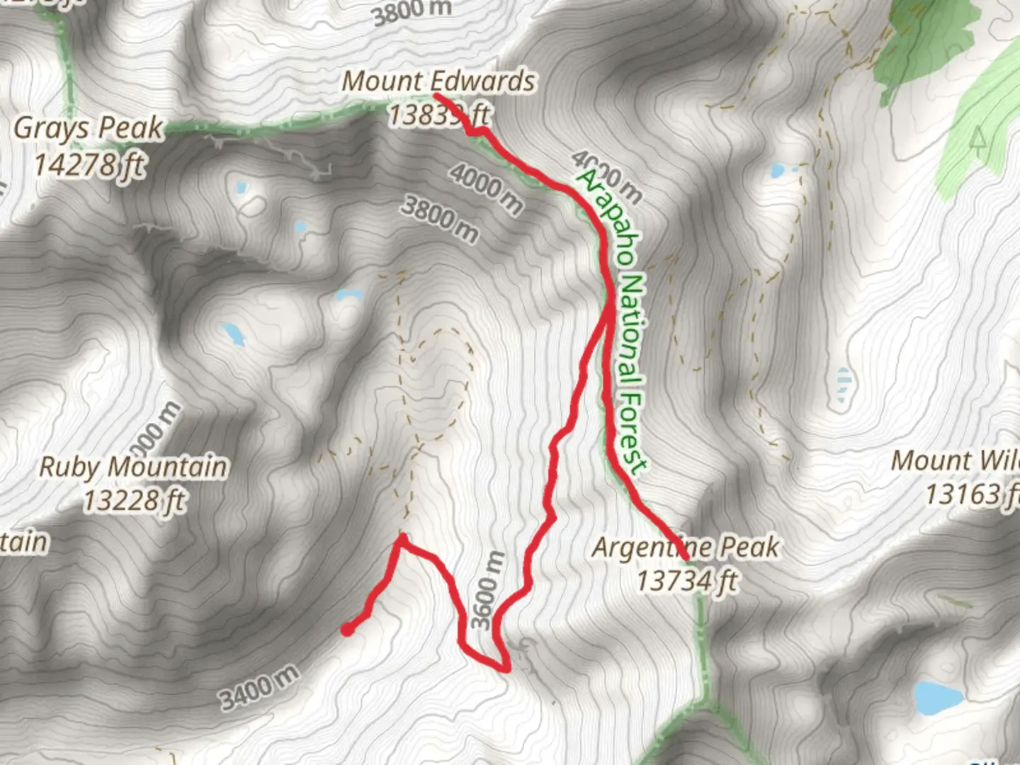 An image depicting the trail Argentine Pass and Argentine Peak via CDT and its surrounding area.