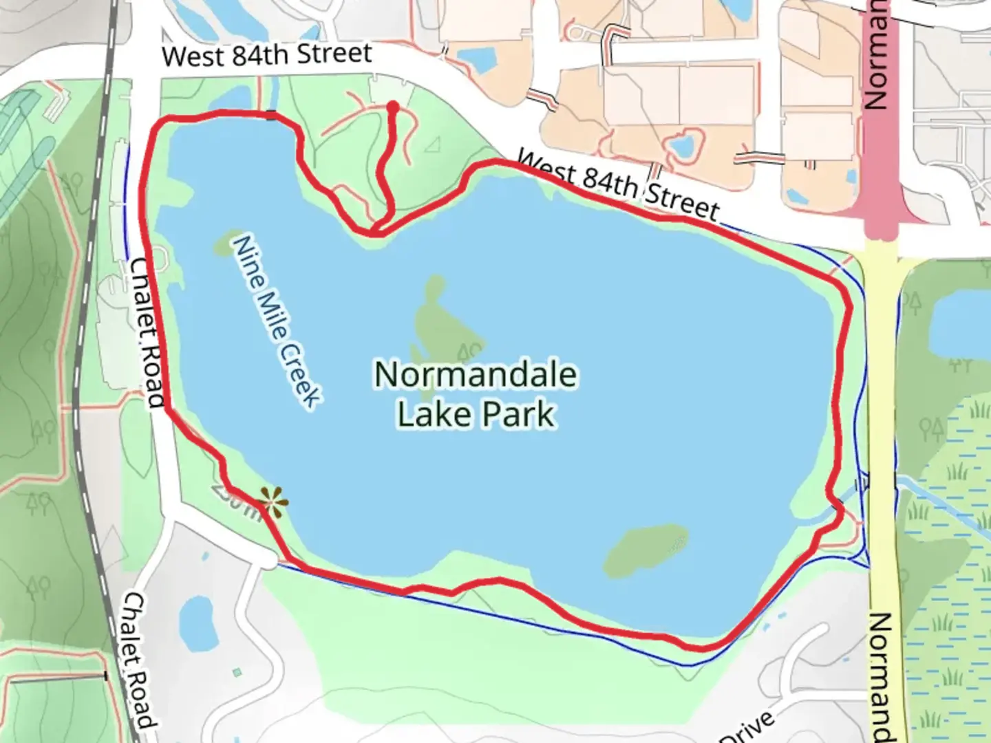 An image depicting the trail Lake Normandale Loop and its surrounding area.