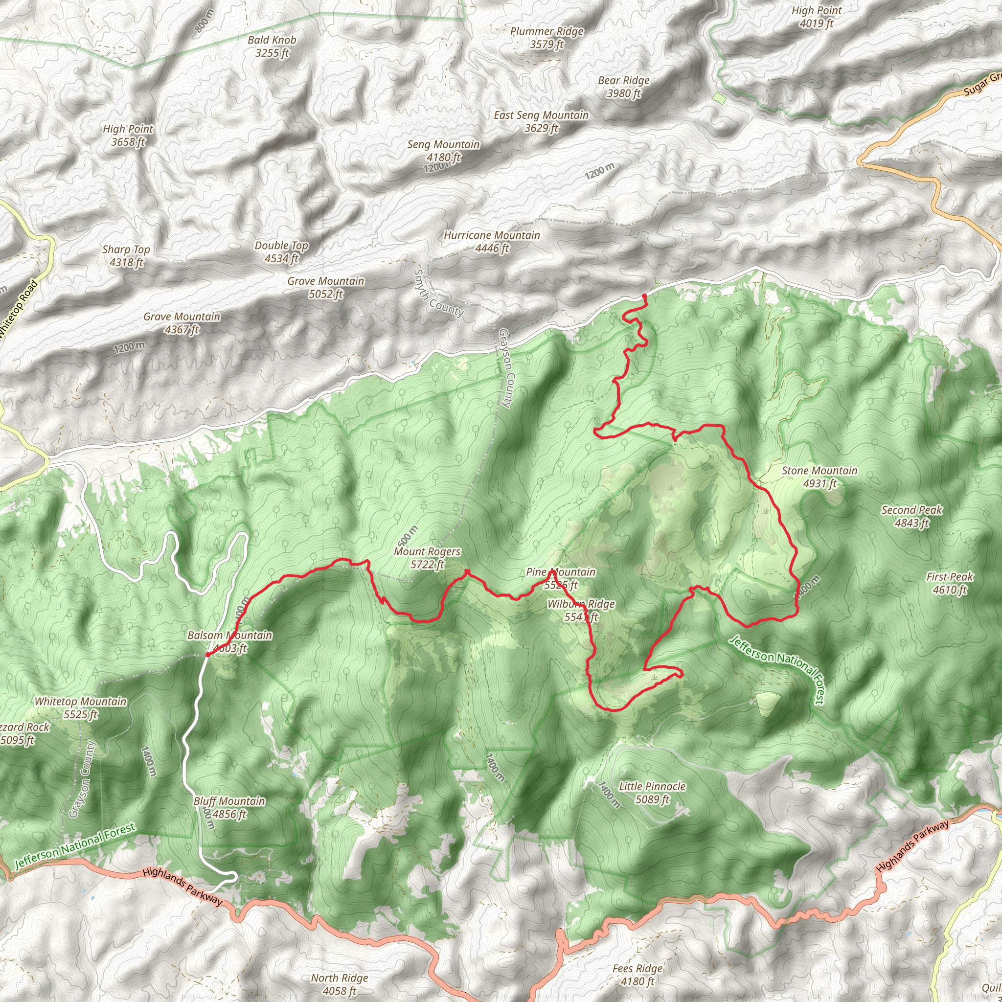 Appalachian Trail from Whitetop Road mobile static map