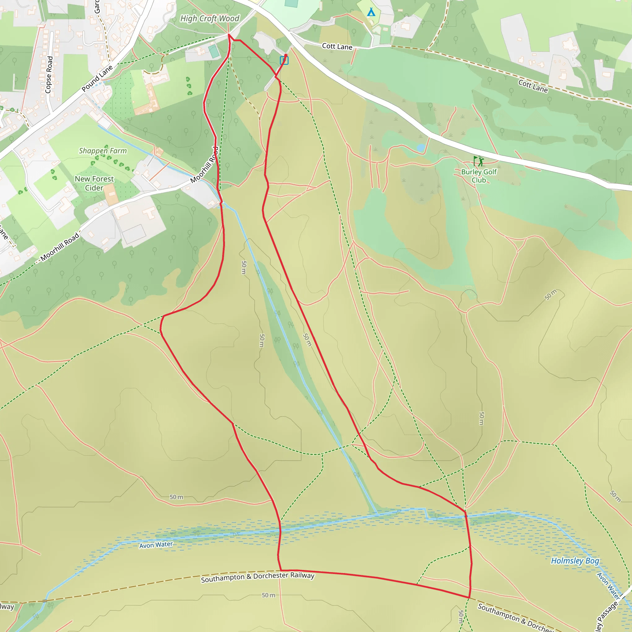 High Croft Wood Loop mobile static map