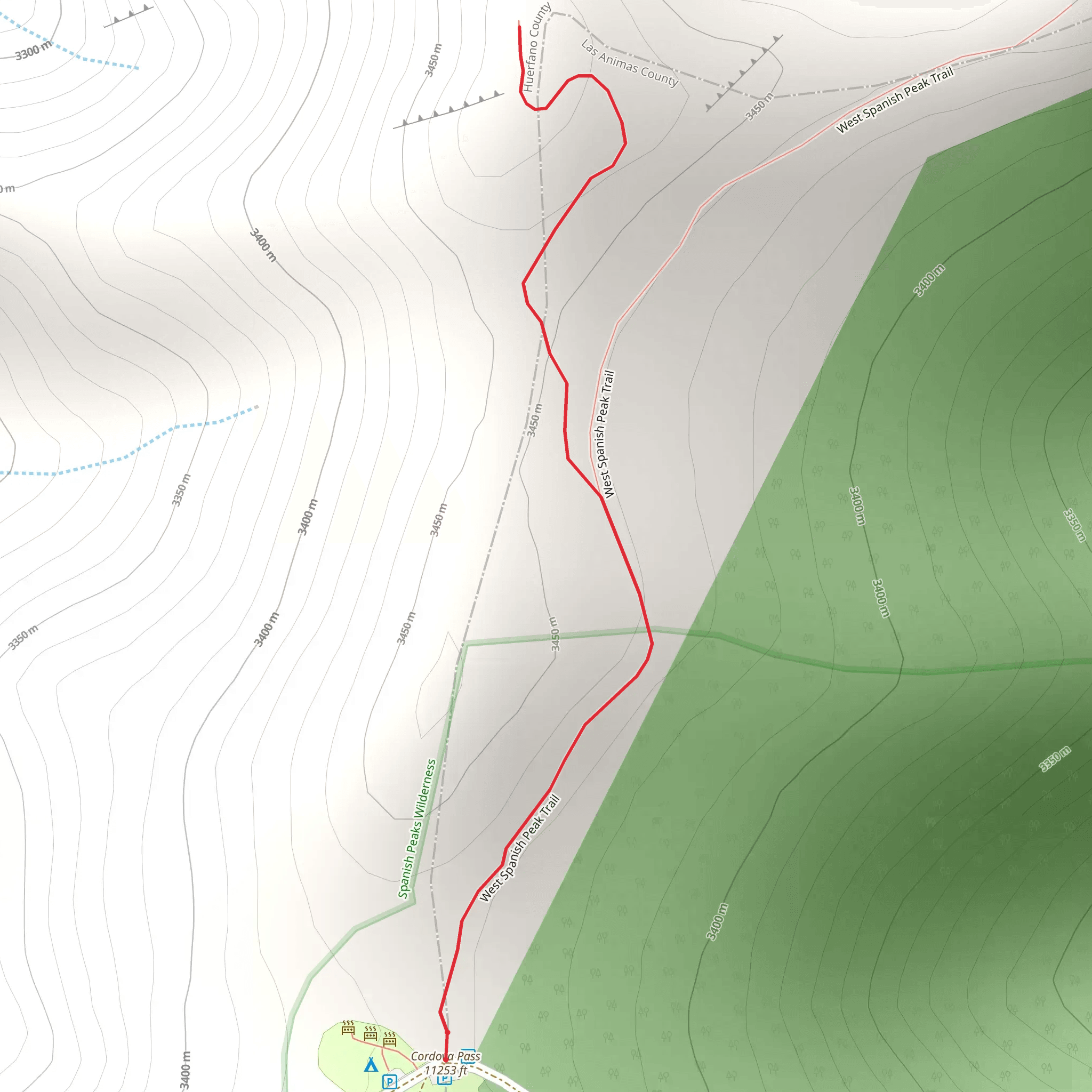 Vista Point Handicapped Trail via West Spanish Peak Trail mobile static map