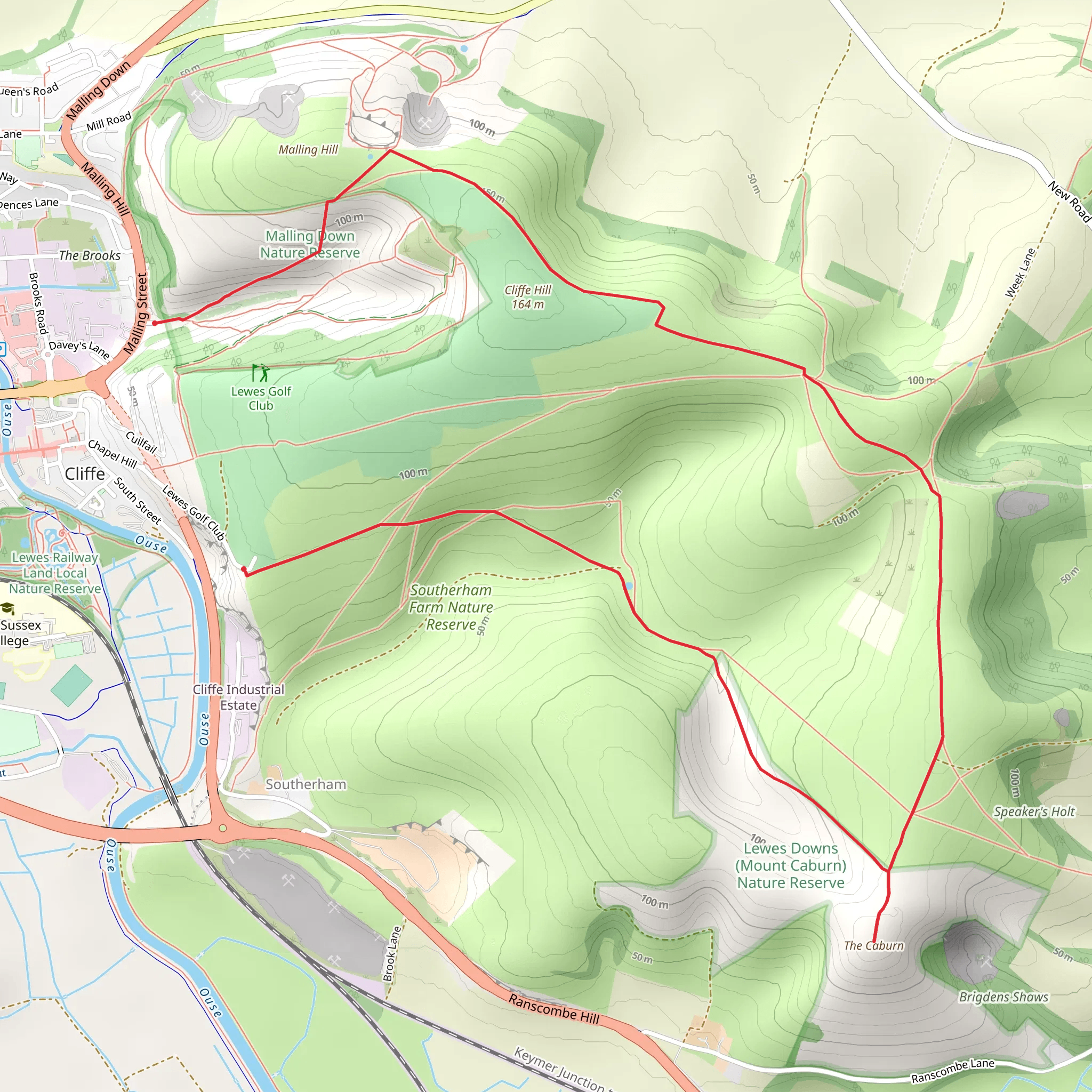 Making Down Nature Reserve to Mount Caburn mobile static map
