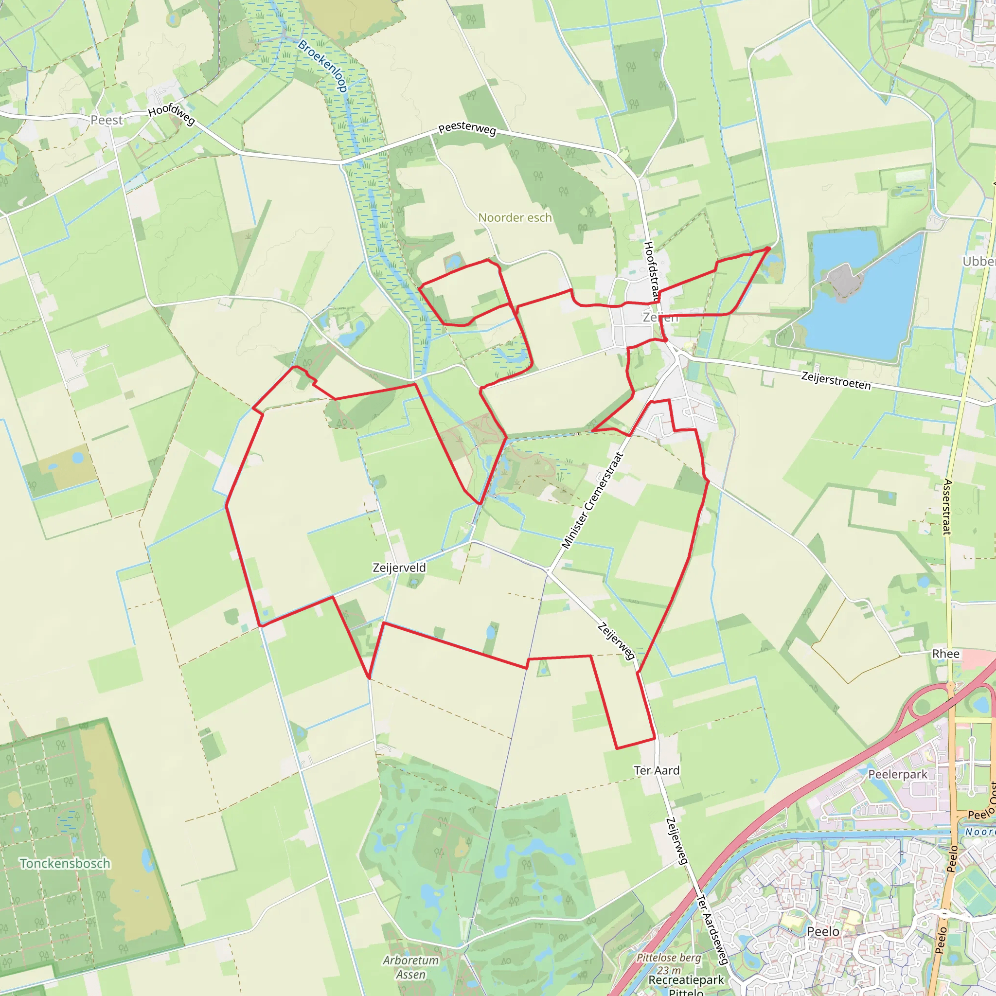 Zeyerveld via Lossingpad, Rheeer Weg and Hardenbergspad mobile static map